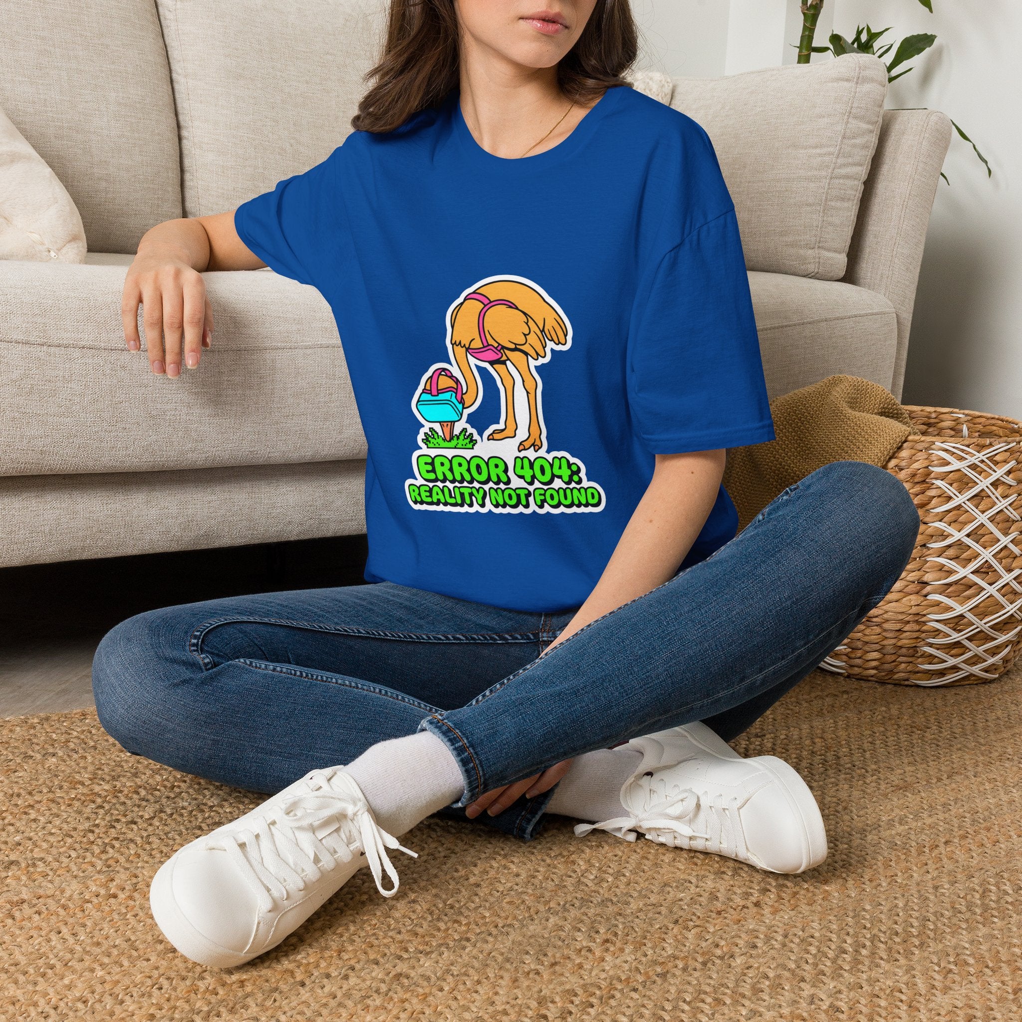 T-Shirt — Funny ‘Error 404 Reality Not Found’ Ostrich Graphic Tee