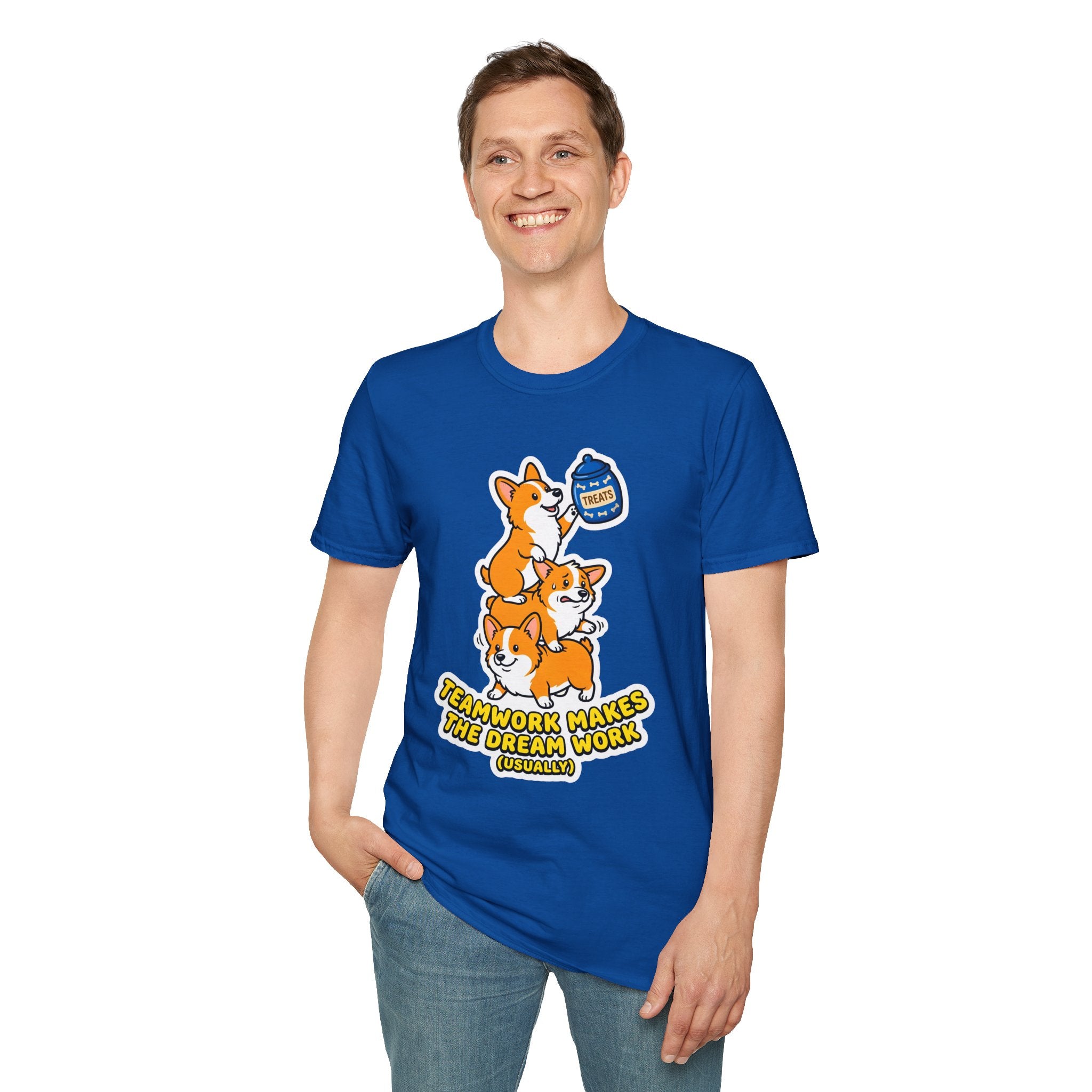Corgi Teamwork T-Shirt — "Teamwork Makes the Dream Work (Usually)"
