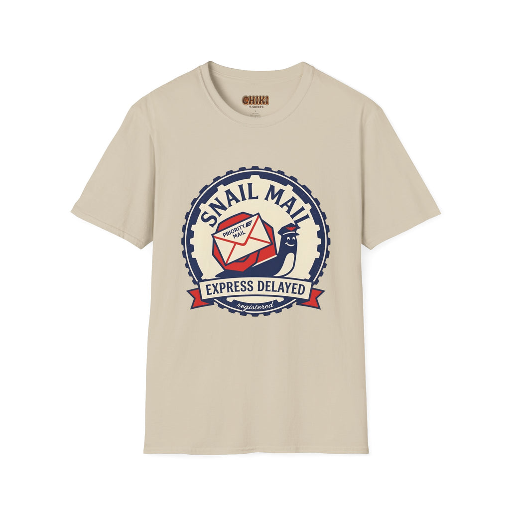 Snail Mail T-Shirt — "Express Delayed" Retro Postal Graphic Tee