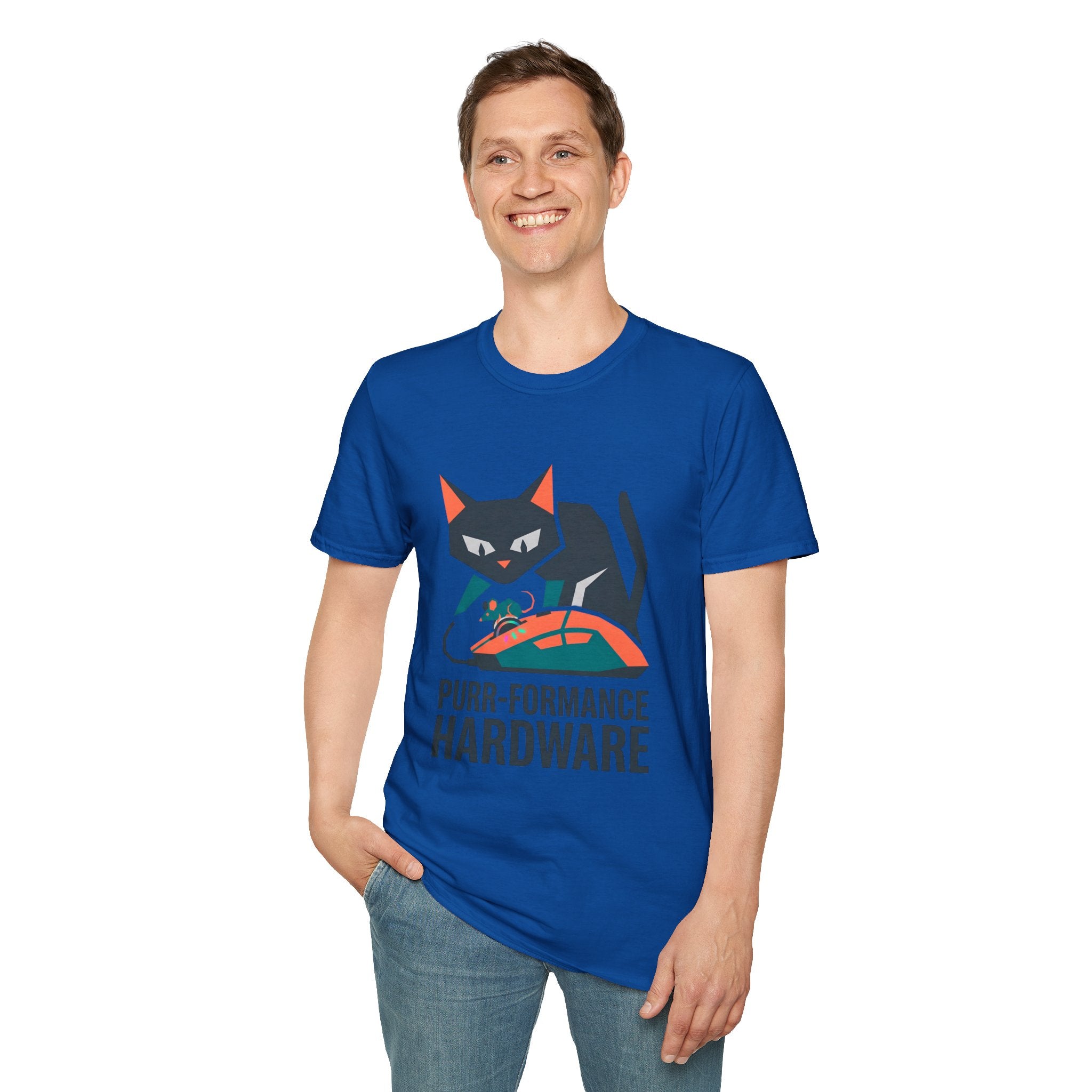Purr-formance Hardware T-Shirt — Gamer Cat Computer Mouse Tee