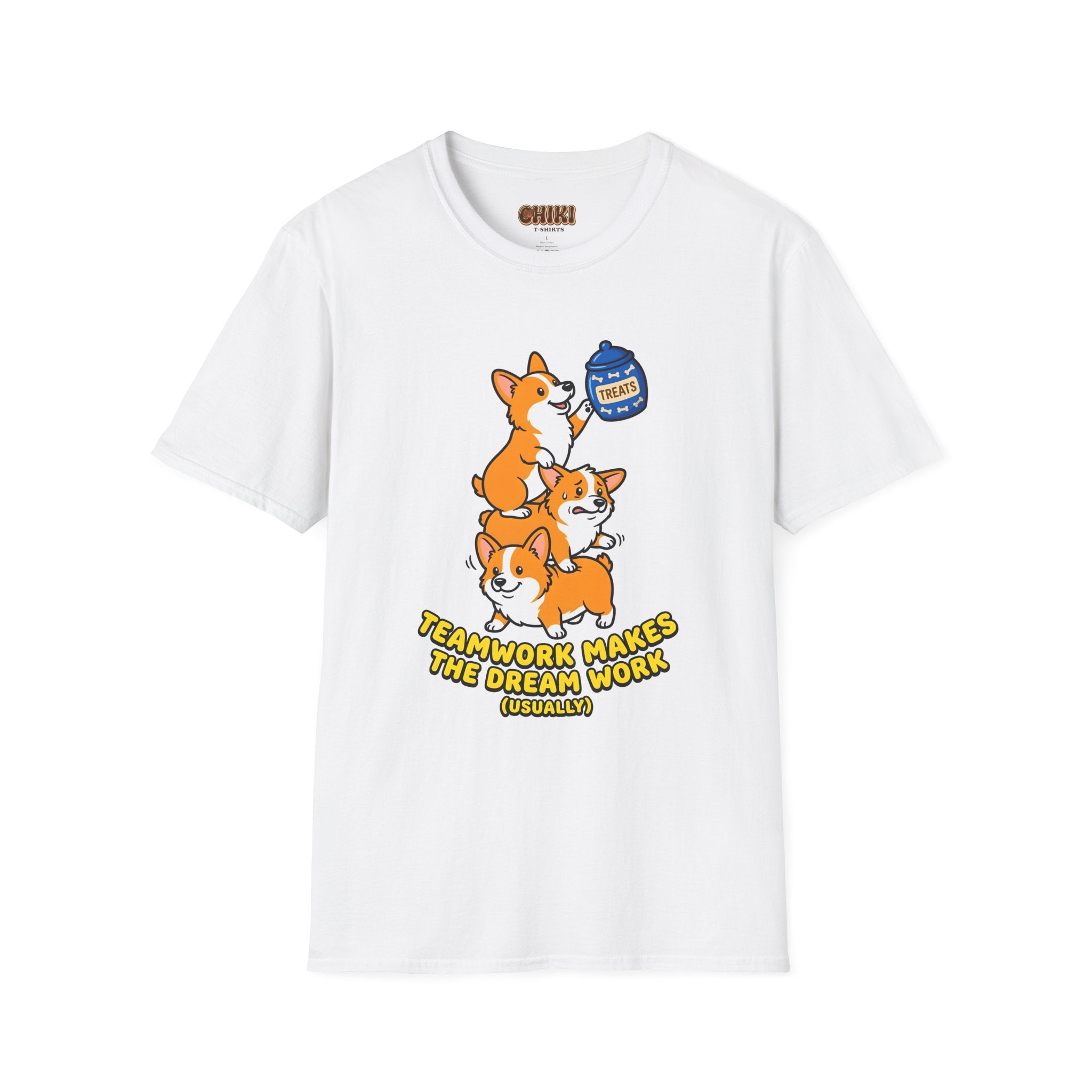 Corgi Teamwork T-Shirt — "Teamwork Makes the Dream Work (Usually)"