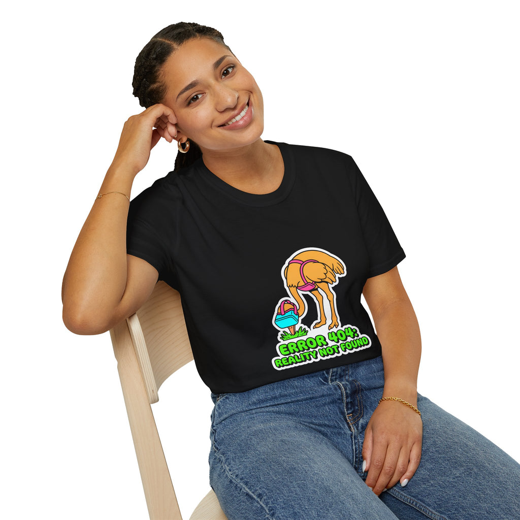 T-Shirt — Funny ‘Error 404 Reality Not Found’ Ostrich Graphic Tee
