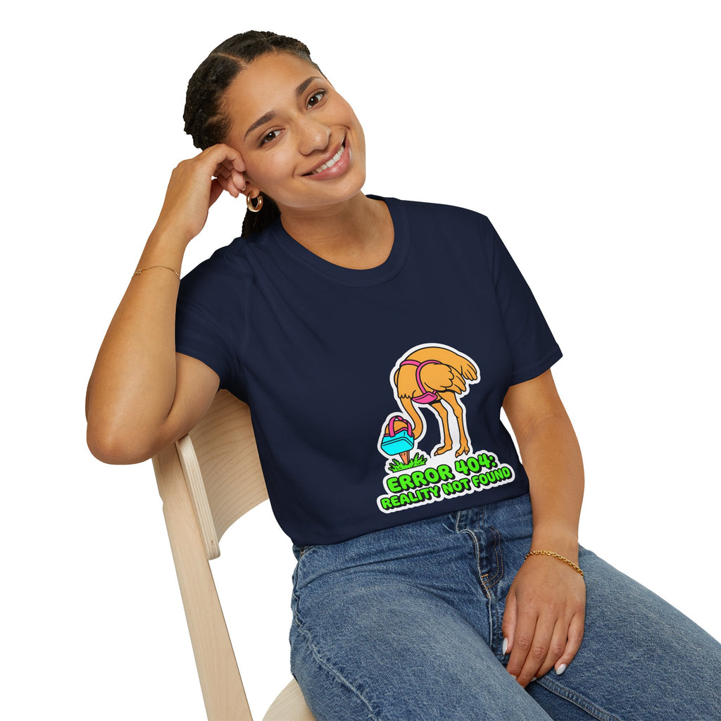 T-Shirt — Funny ‘Error 404 Reality Not Found’ Ostrich Graphic Tee