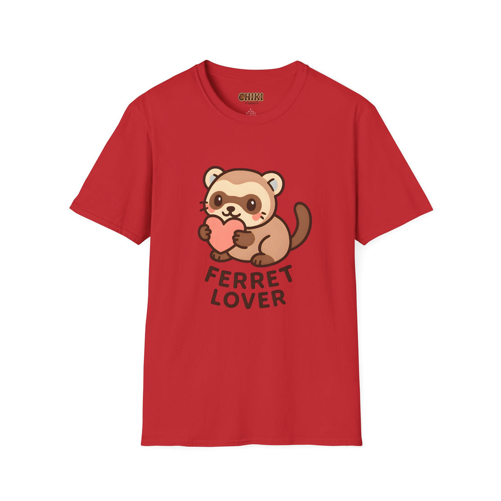 Ferret Lover T‑Shirt — Cute Cartoon Ferret Holding Heart Tee