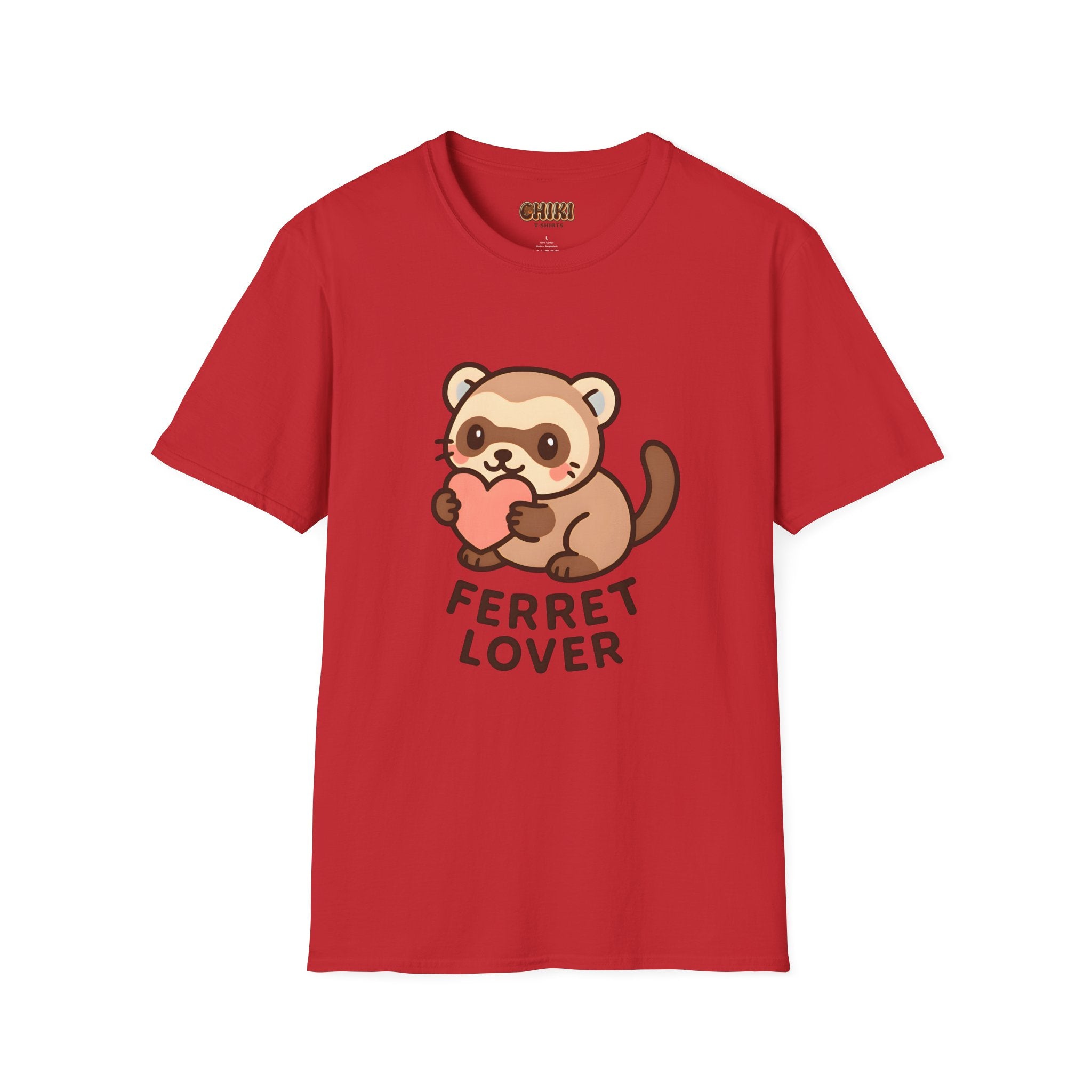 Ferret Lover T‑Shirt — Cute Cartoon Ferret Holding Heart Tee