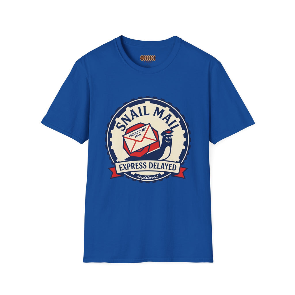 Snail Mail T-Shirt — "Express Delayed" Retro Postal Graphic Tee