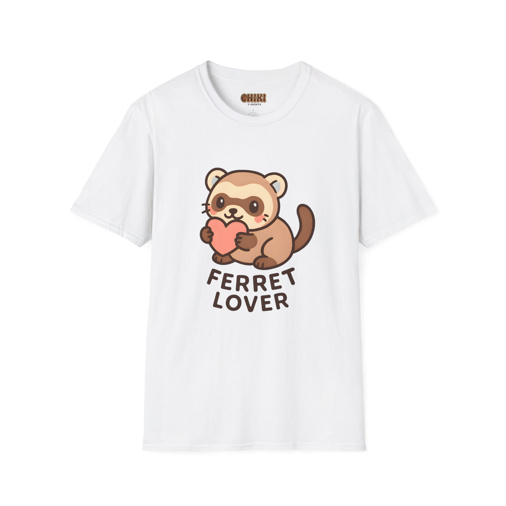 Ferret Lover T‑Shirt — Cute Cartoon Ferret Holding Heart Tee