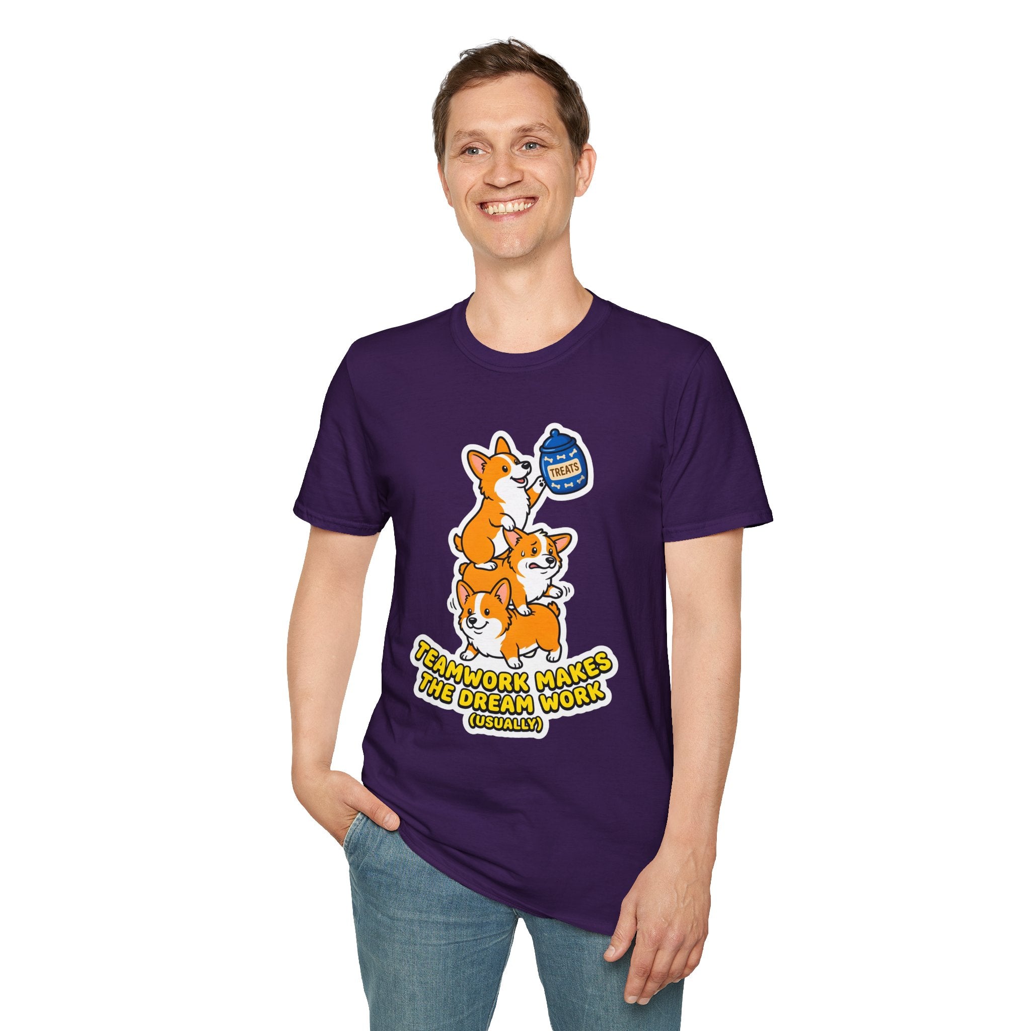 Corgi Teamwork T-Shirt — "Teamwork Makes the Dream Work (Usually)"