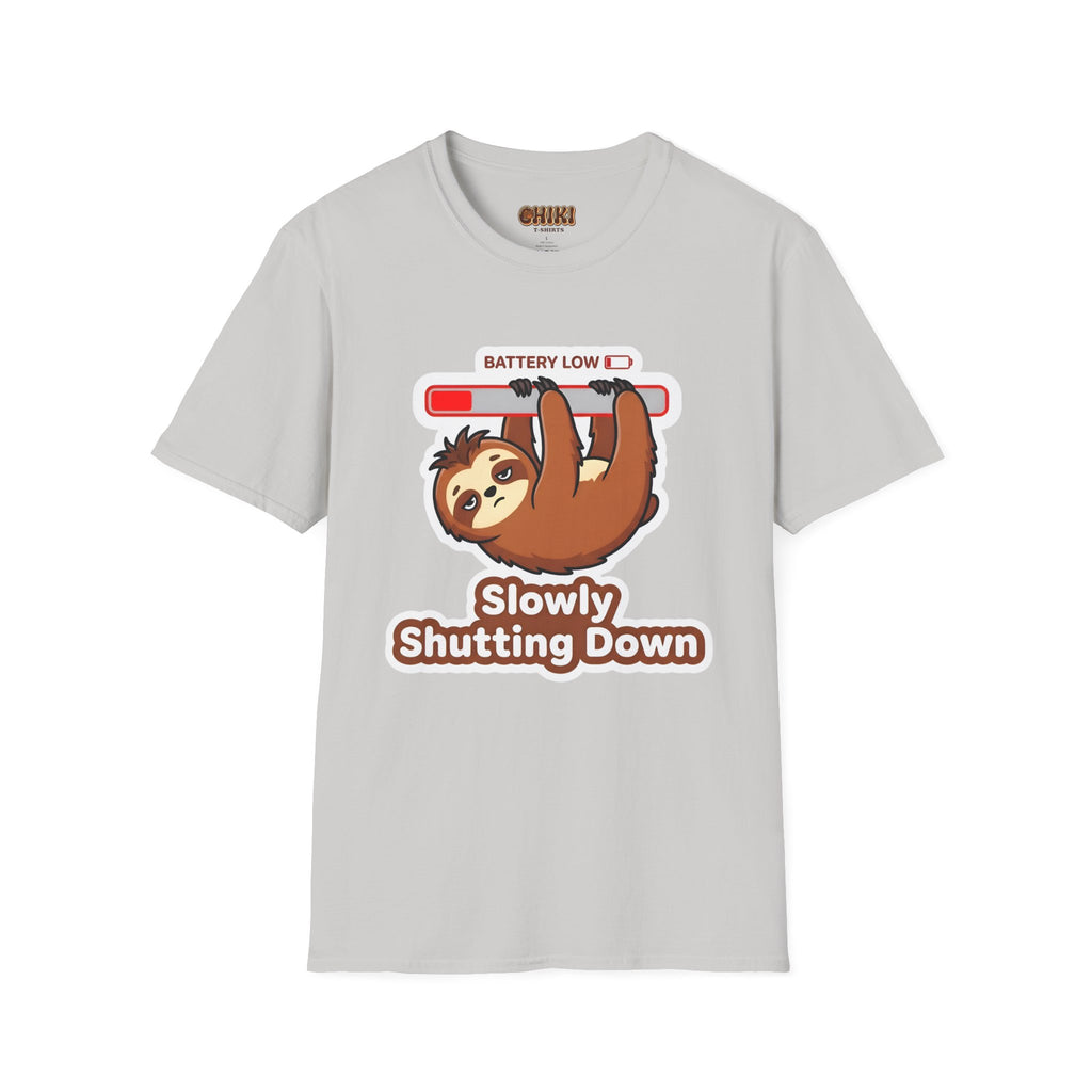 Slowly Shutting Down Sloth T-Shirt — Battery Low Cute Graphic Tee
