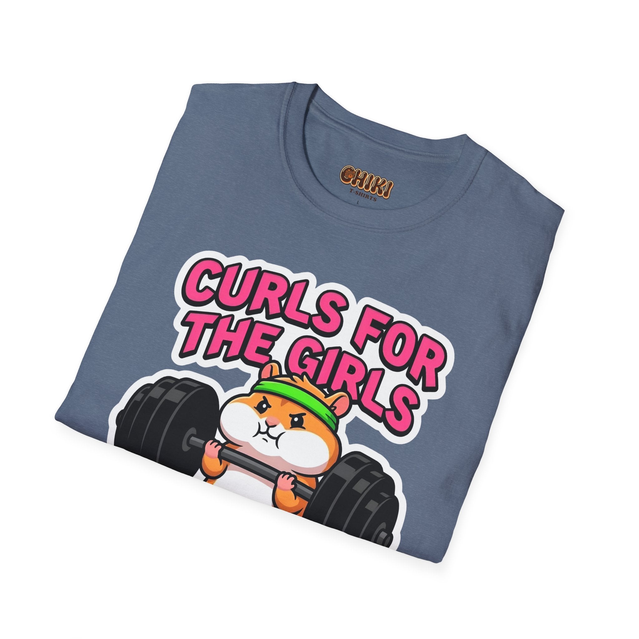 T-Shirt — "Curls for the Girls" Cute Hamster Weightlifting Graphic