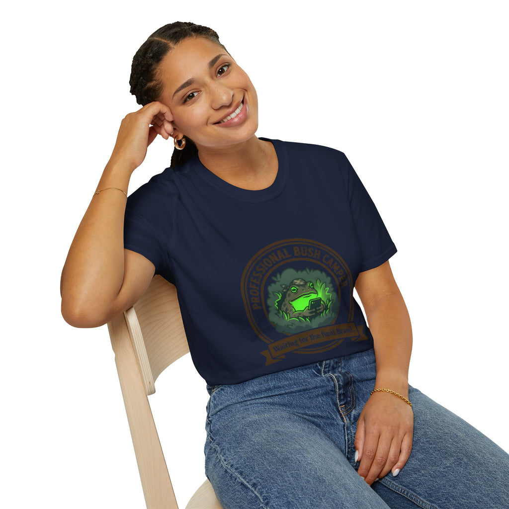 Professional Bush Camper T‑Shirt — "Waiting for the Final Breath" Camp Humor Tee