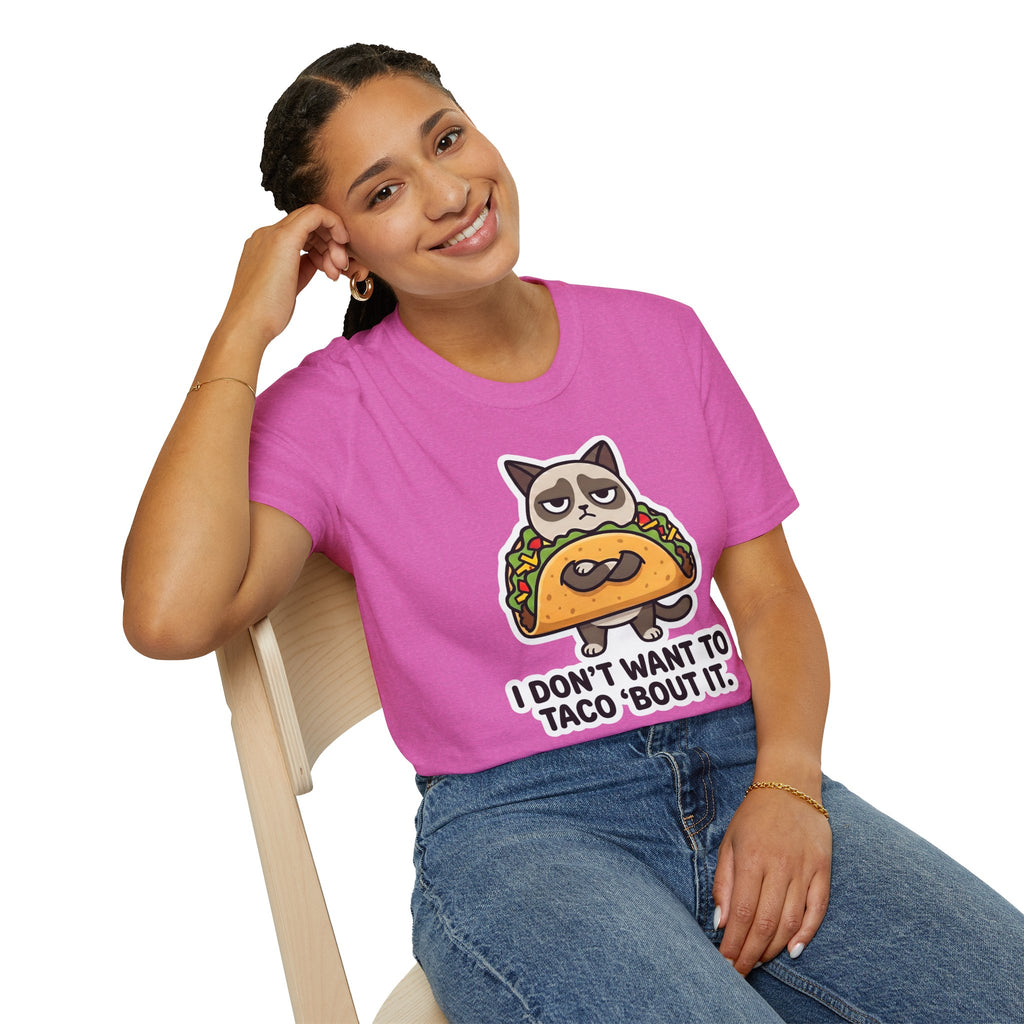 Grumpy Cat Taco T-Shirt — "I Don't Want to Taco 'Bout It" Graphic Tee