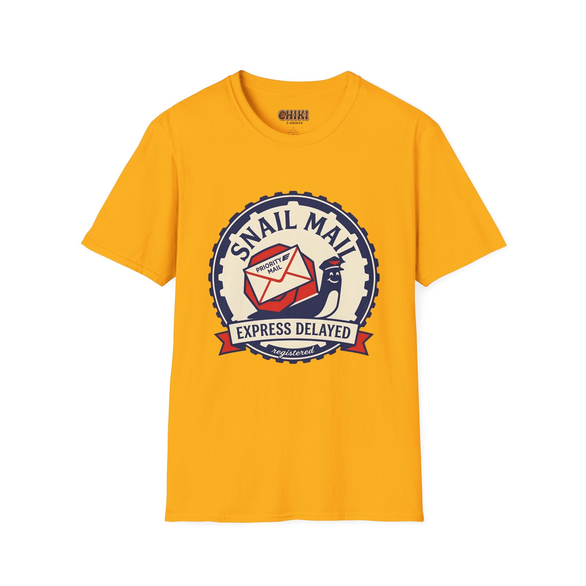 Snail Mail T-Shirt — "Express Delayed" Retro Postal Graphic Tee