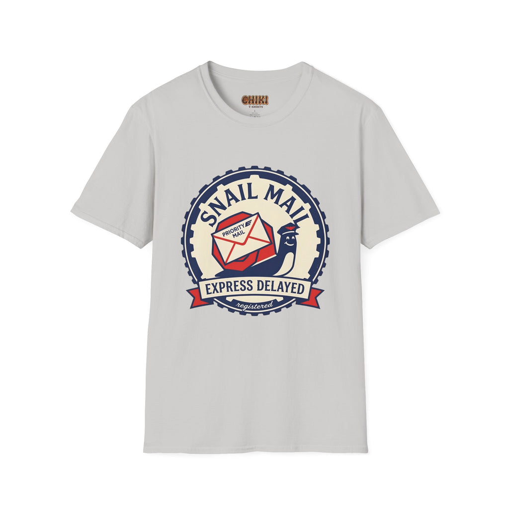 Snail Mail T-Shirt — "Express Delayed" Retro Postal Graphic Tee