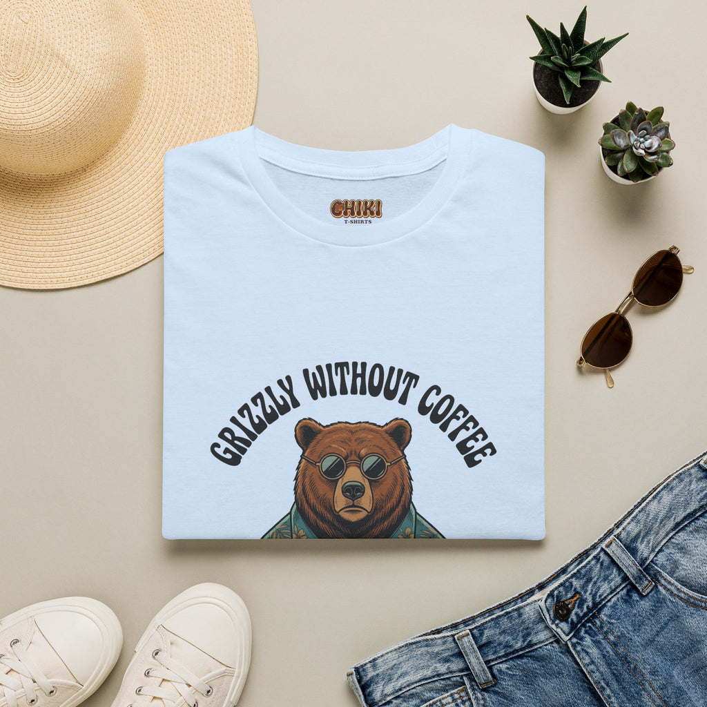 T-Shirt — "Grizzly Without Coffee" Bear Graphic Tee