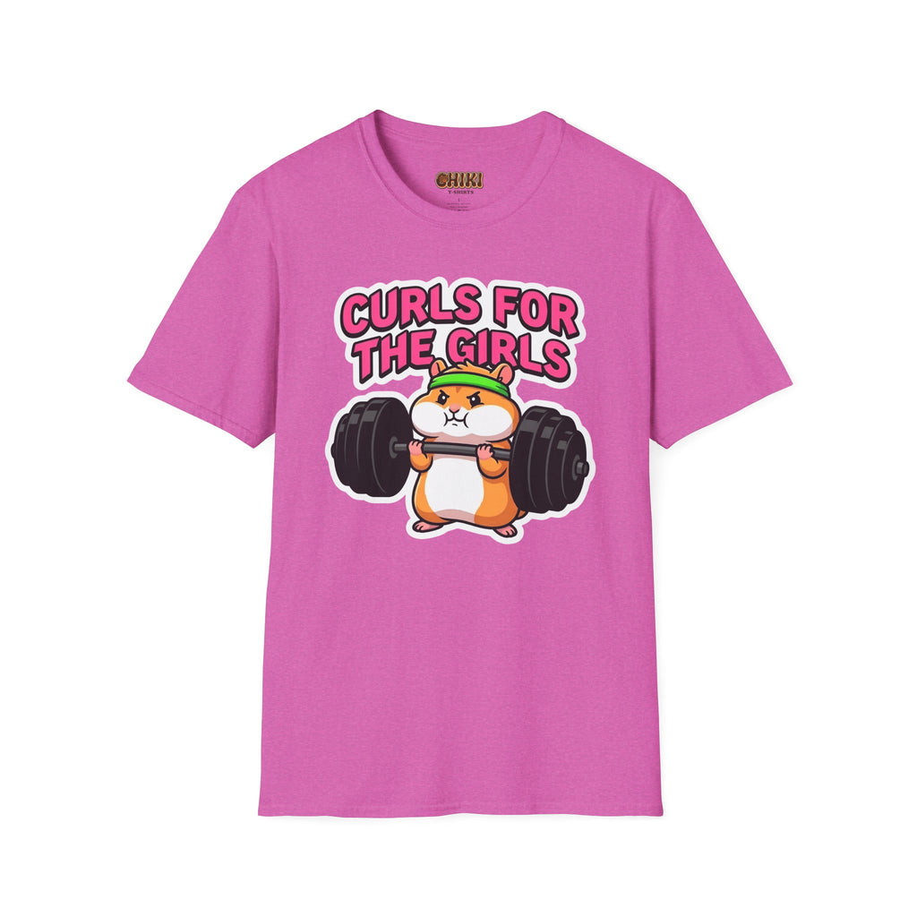 T-Shirt — "Curls for the Girls" Cute Hamster Weightlifting Graphic