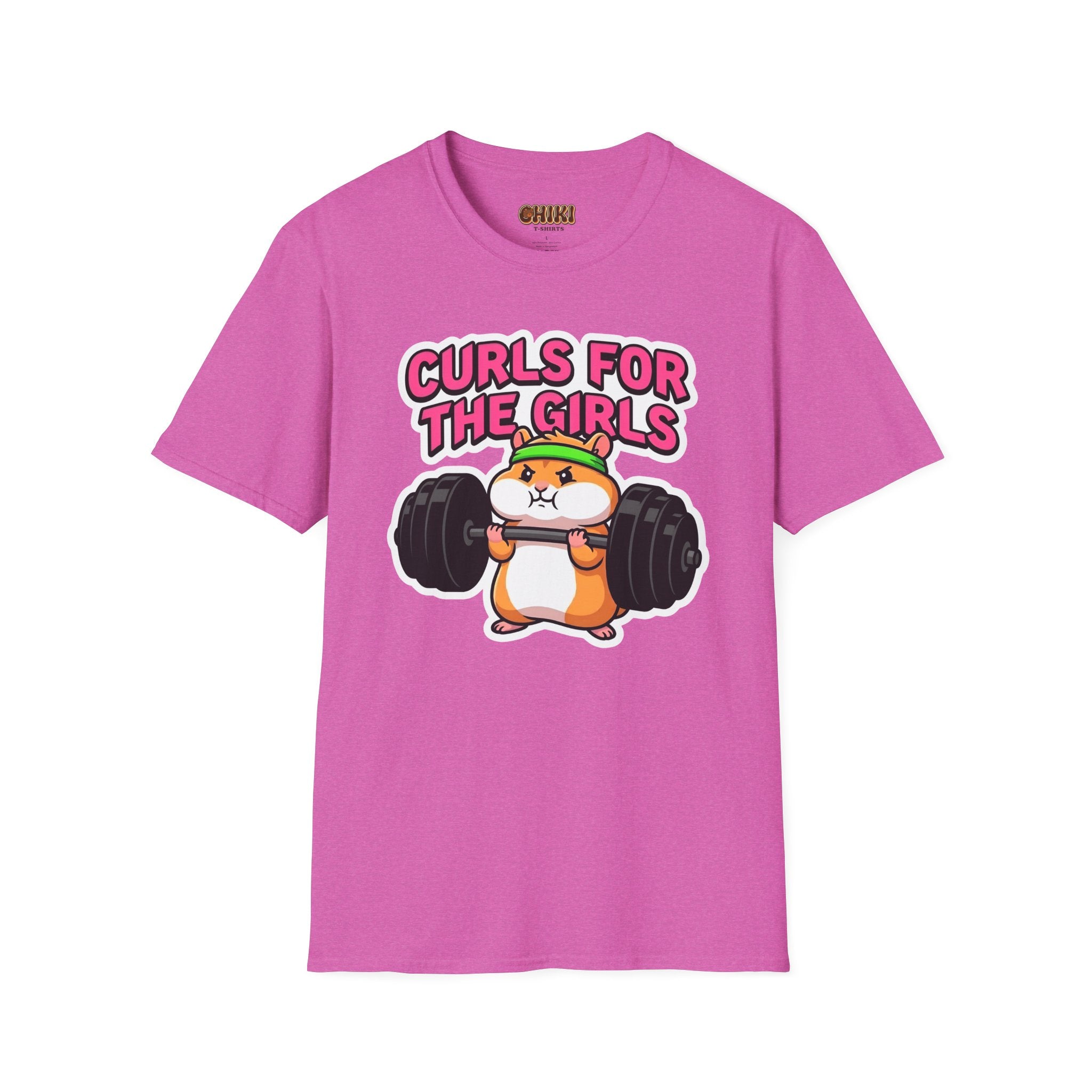 T-Shirt — "Curls for the Girls" Cute Hamster Weightlifting Graphic
