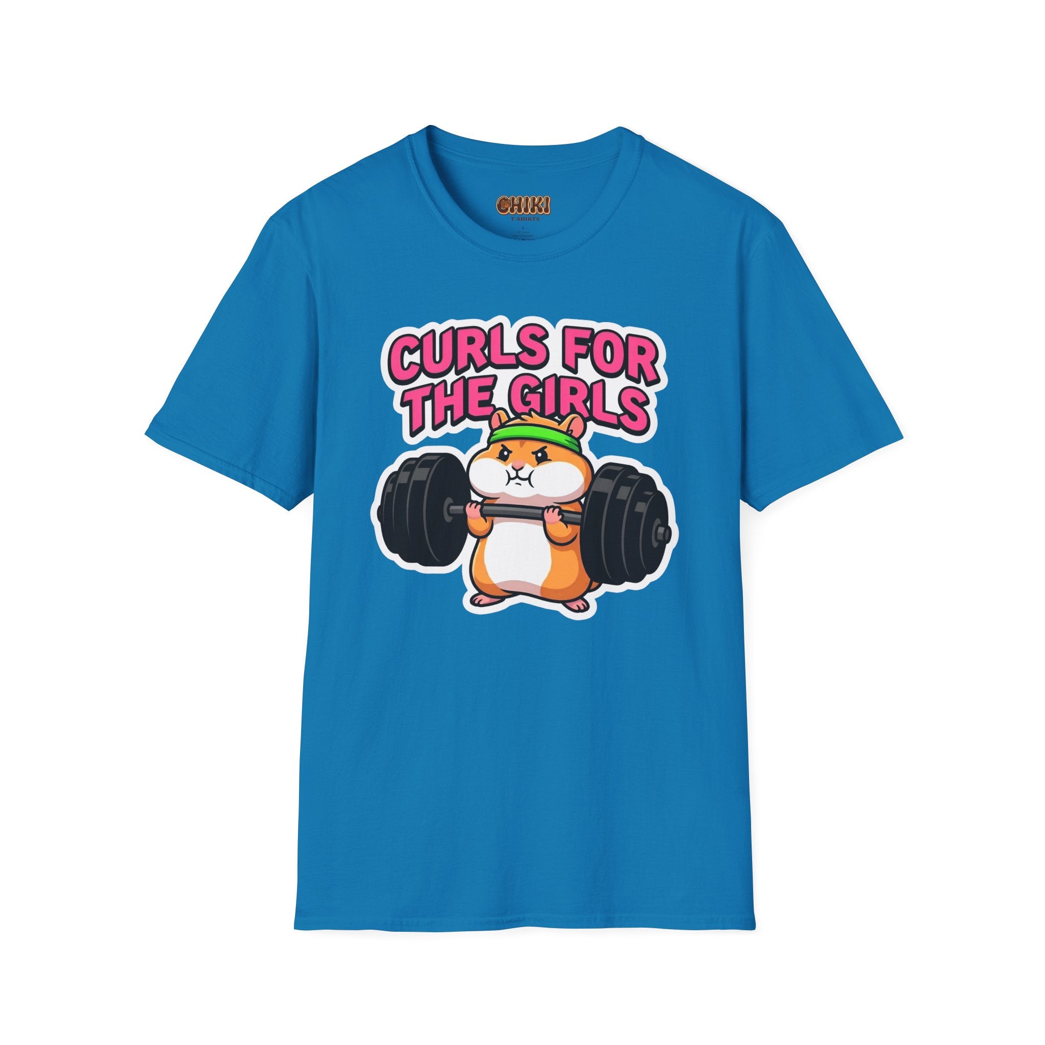 T-Shirt — "Curls for the Girls" Cute Hamster Weightlifting Graphic