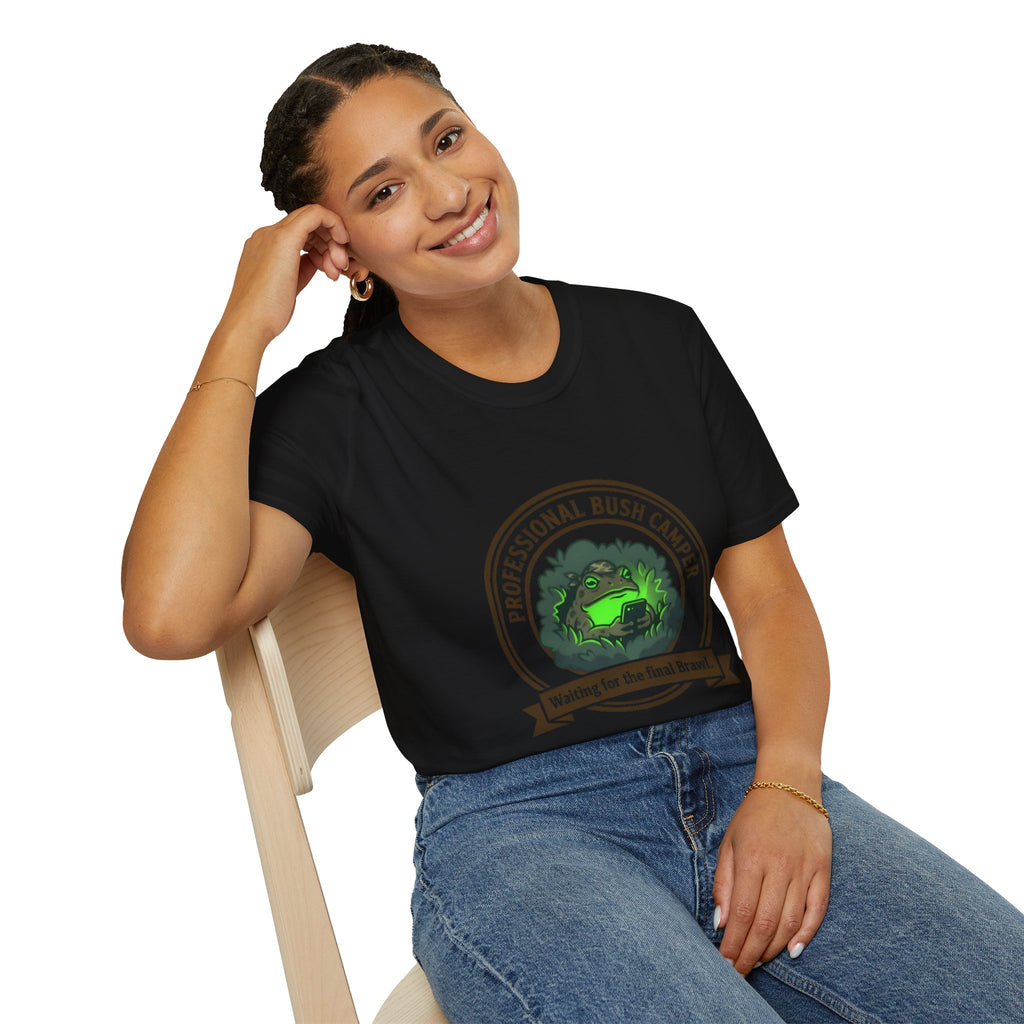 Professional Bush Camper T‑Shirt — "Waiting for the Final Breath" Camp Humor Tee