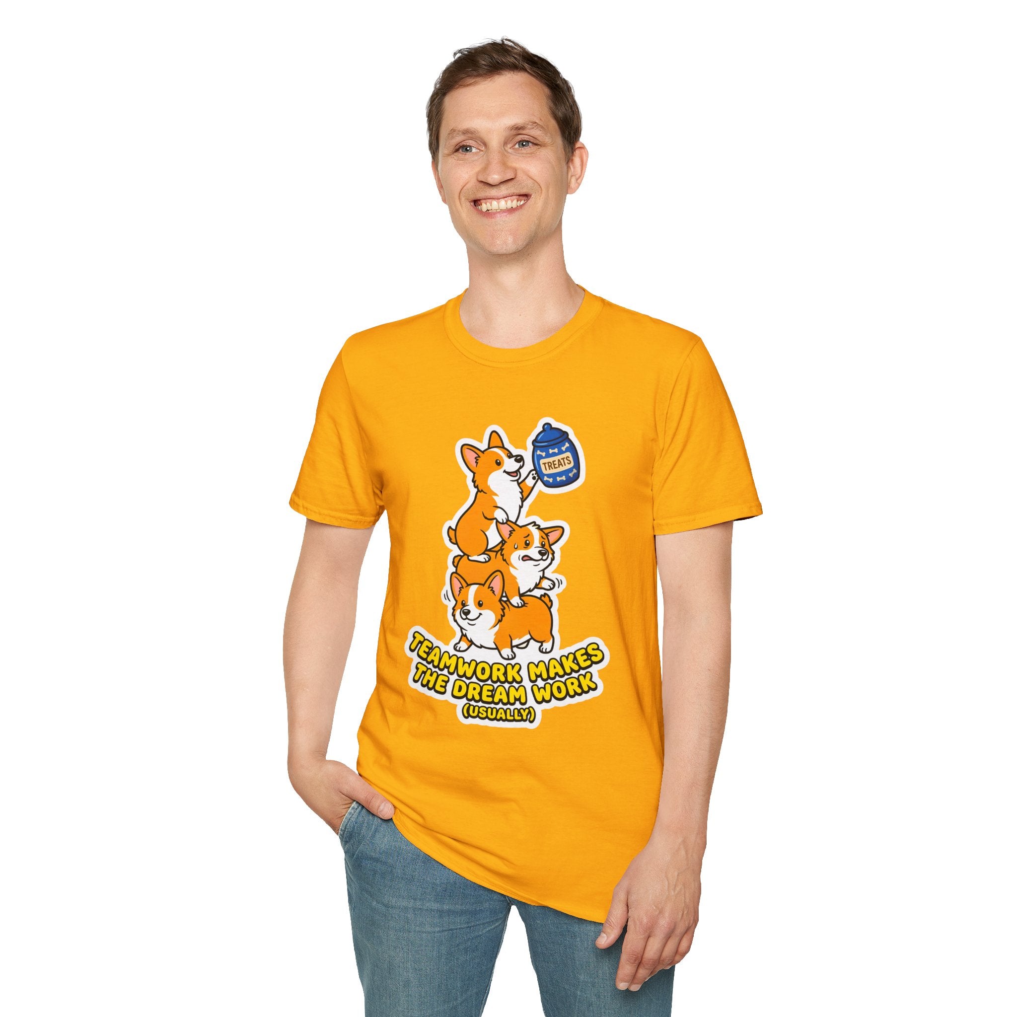 Corgi Teamwork T-Shirt — "Teamwork Makes the Dream Work (Usually)"