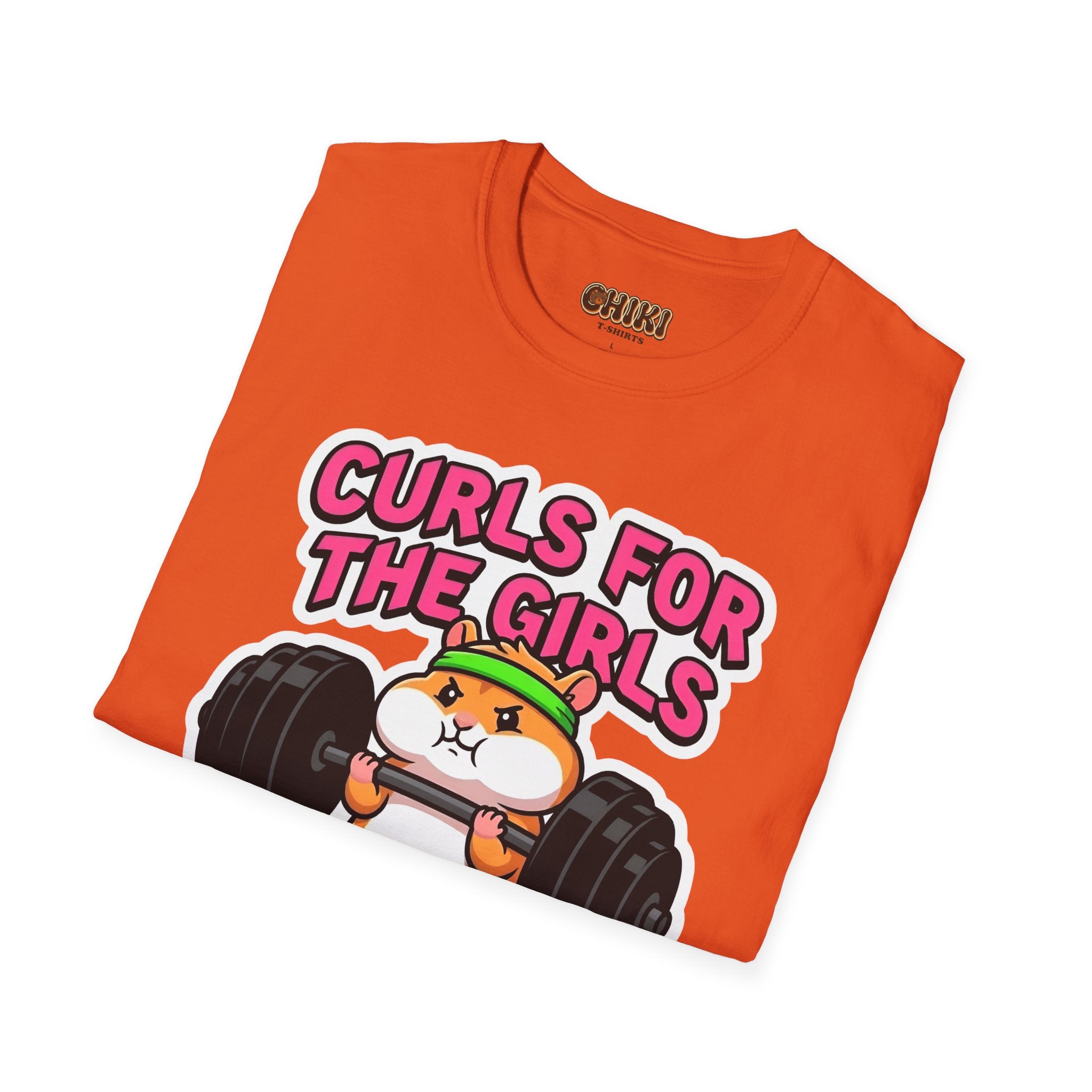 T-Shirt — "Curls for the Girls" Cute Hamster Weightlifting Graphic