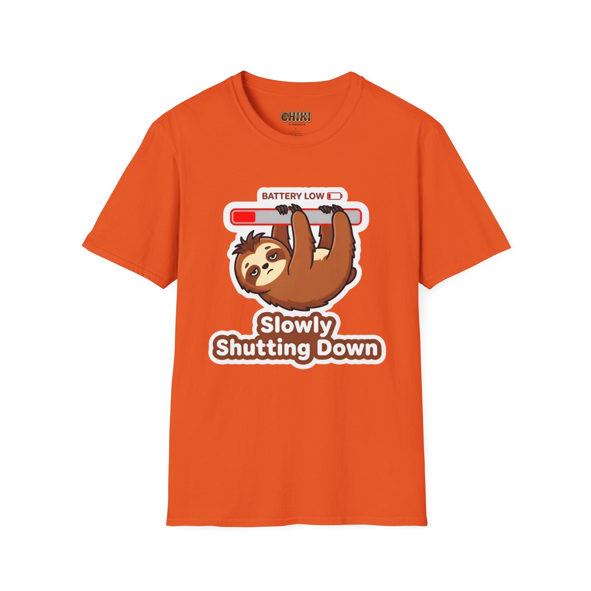 Slowly Shutting Down Sloth T-Shirt — Battery Low Cute Graphic Tee