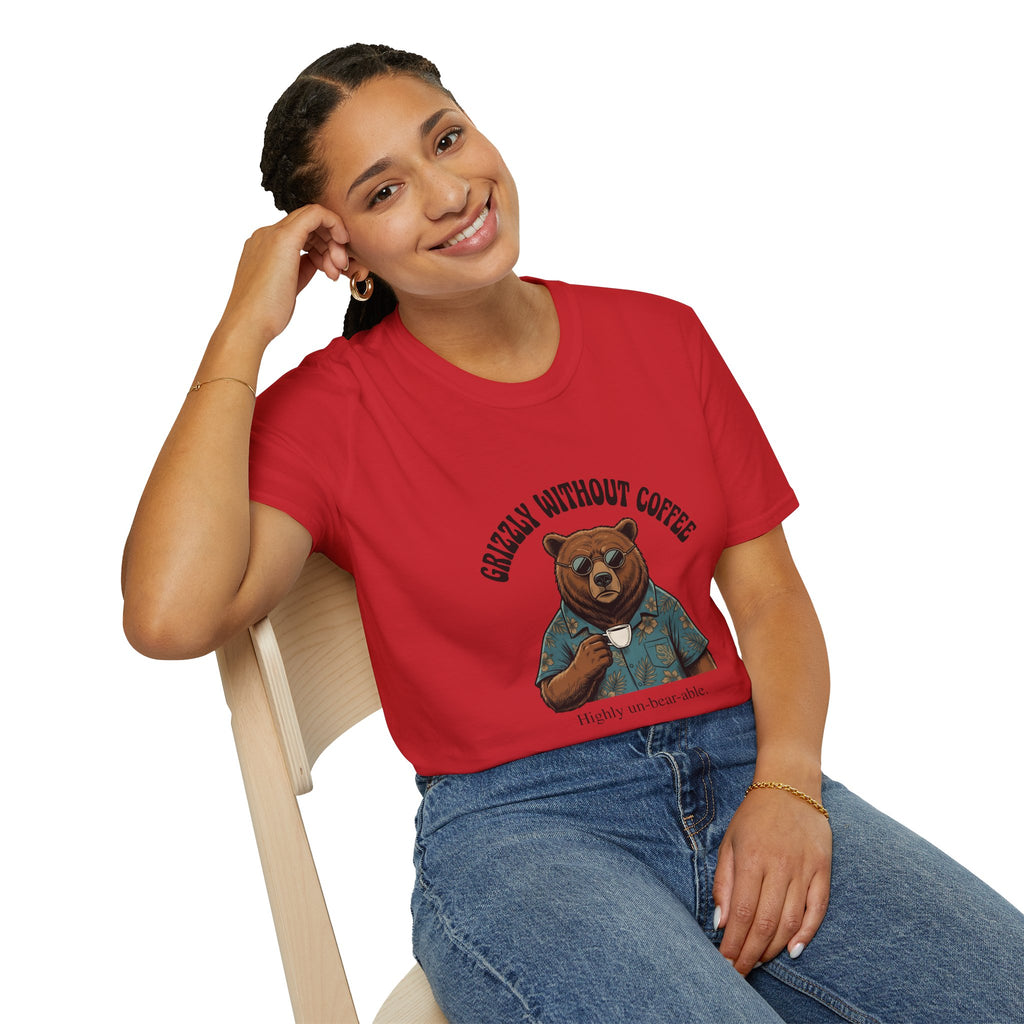 T-Shirt — "Grizzly Without Coffee" Bear Graphic Tee