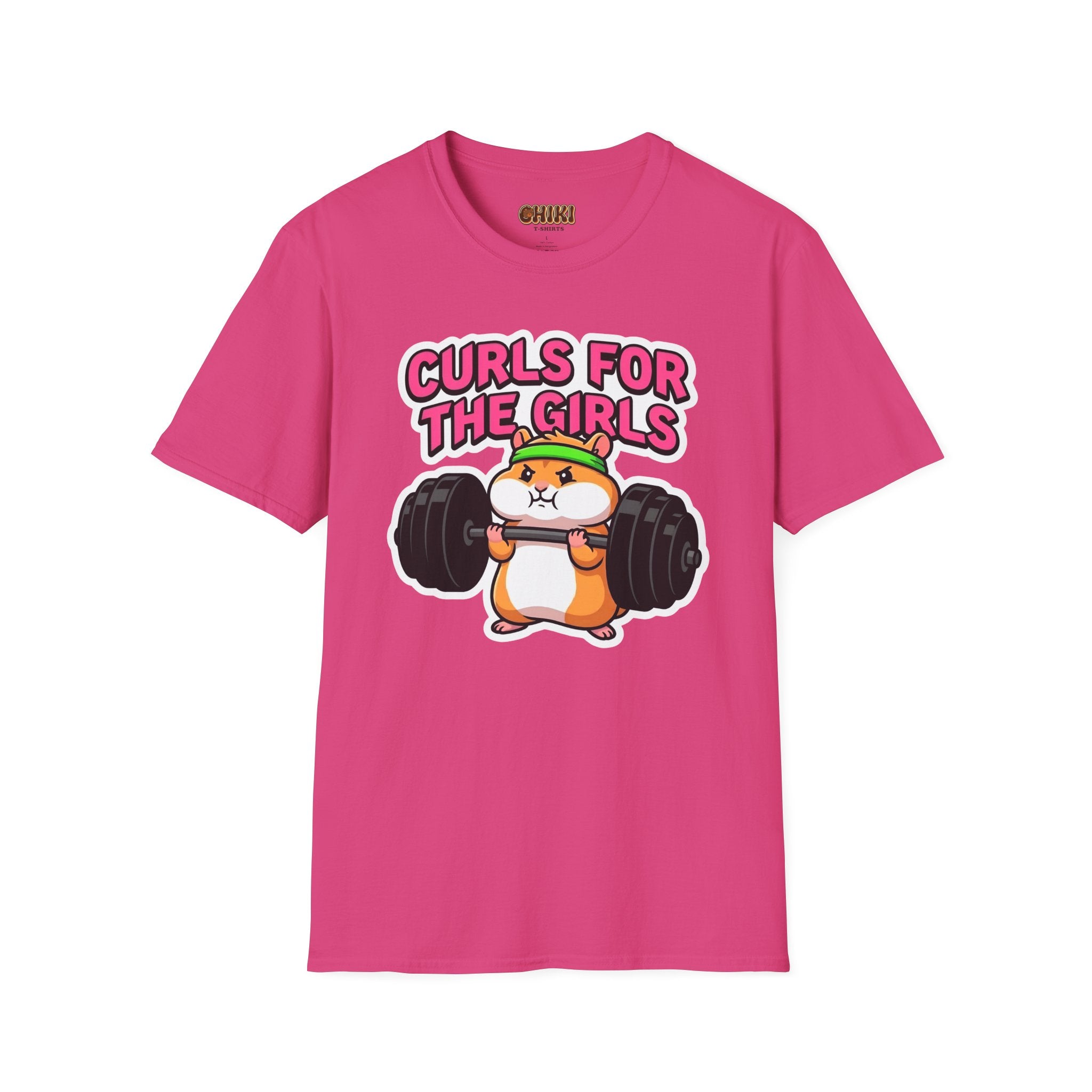 T-Shirt — "Curls for the Girls" Cute Hamster Weightlifting Graphic