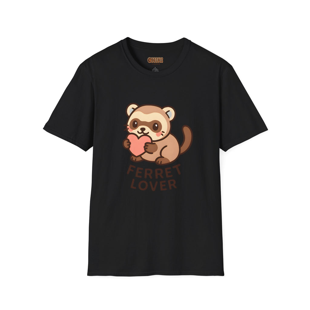 Ferret Lover T‑Shirt — Cute Cartoon Ferret Holding Heart Tee