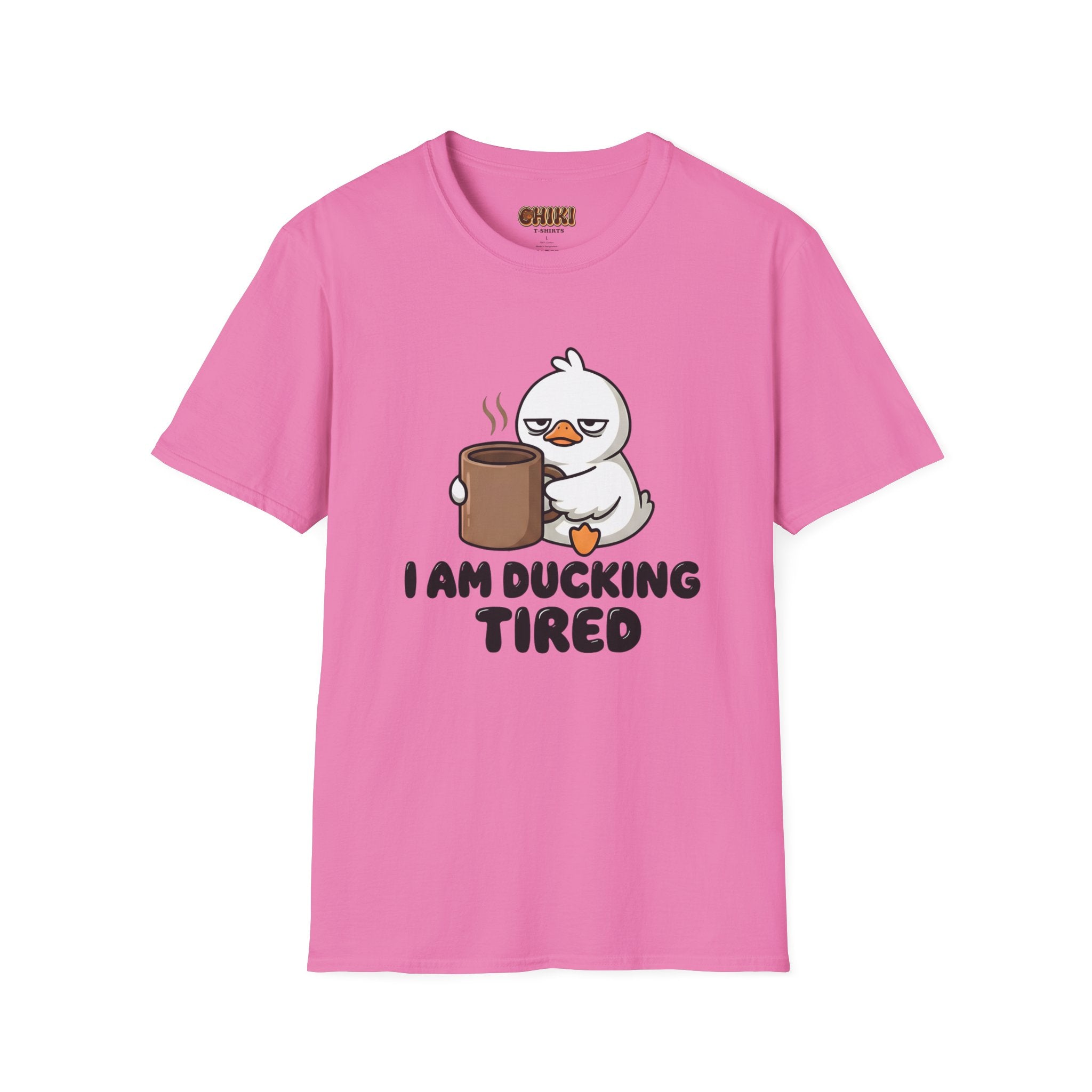 I Am Ducking Tired Tee — Cute Coffee Duck Graphic T-Shirt