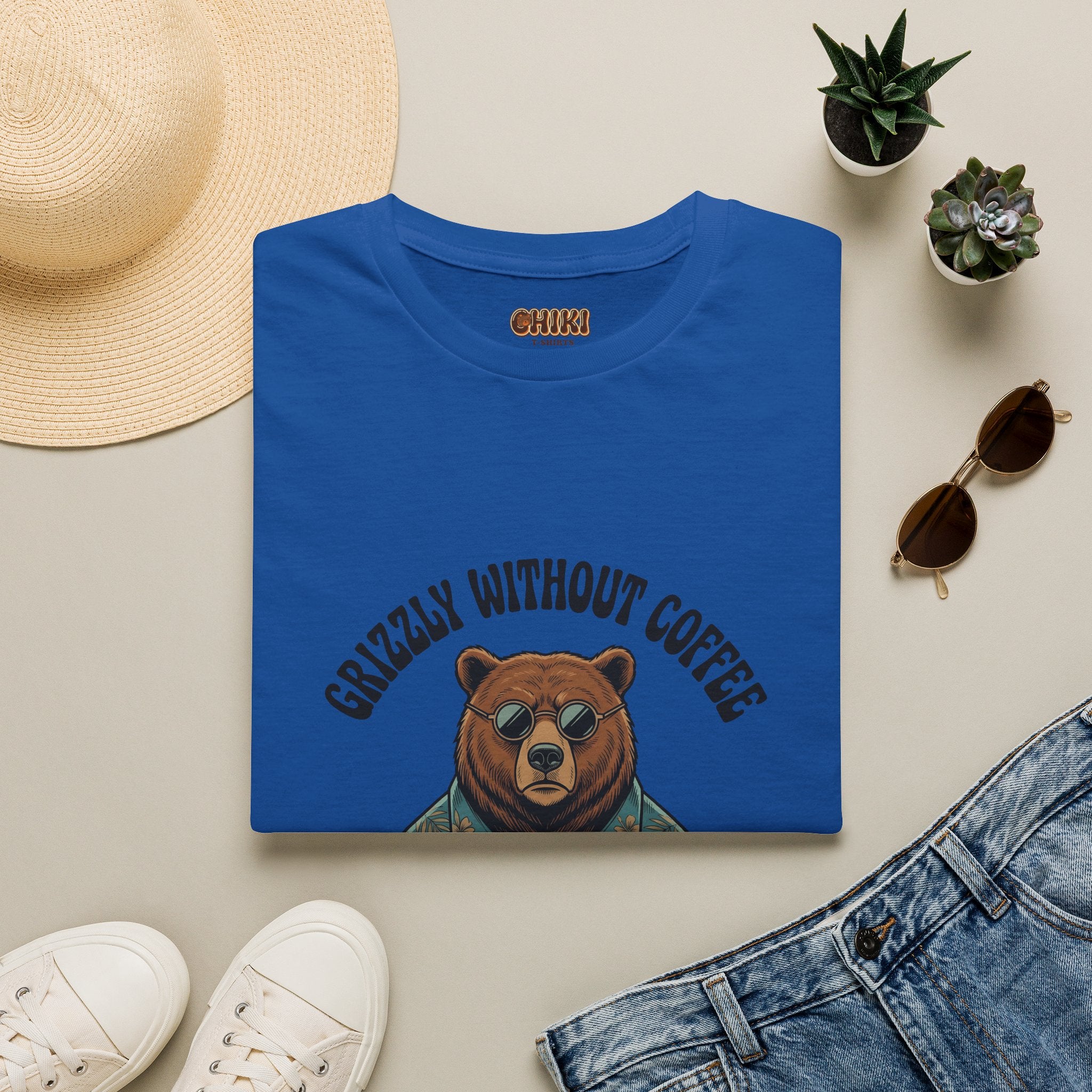 T-Shirt — "Grizzly Without Coffee" Bear Graphic Tee