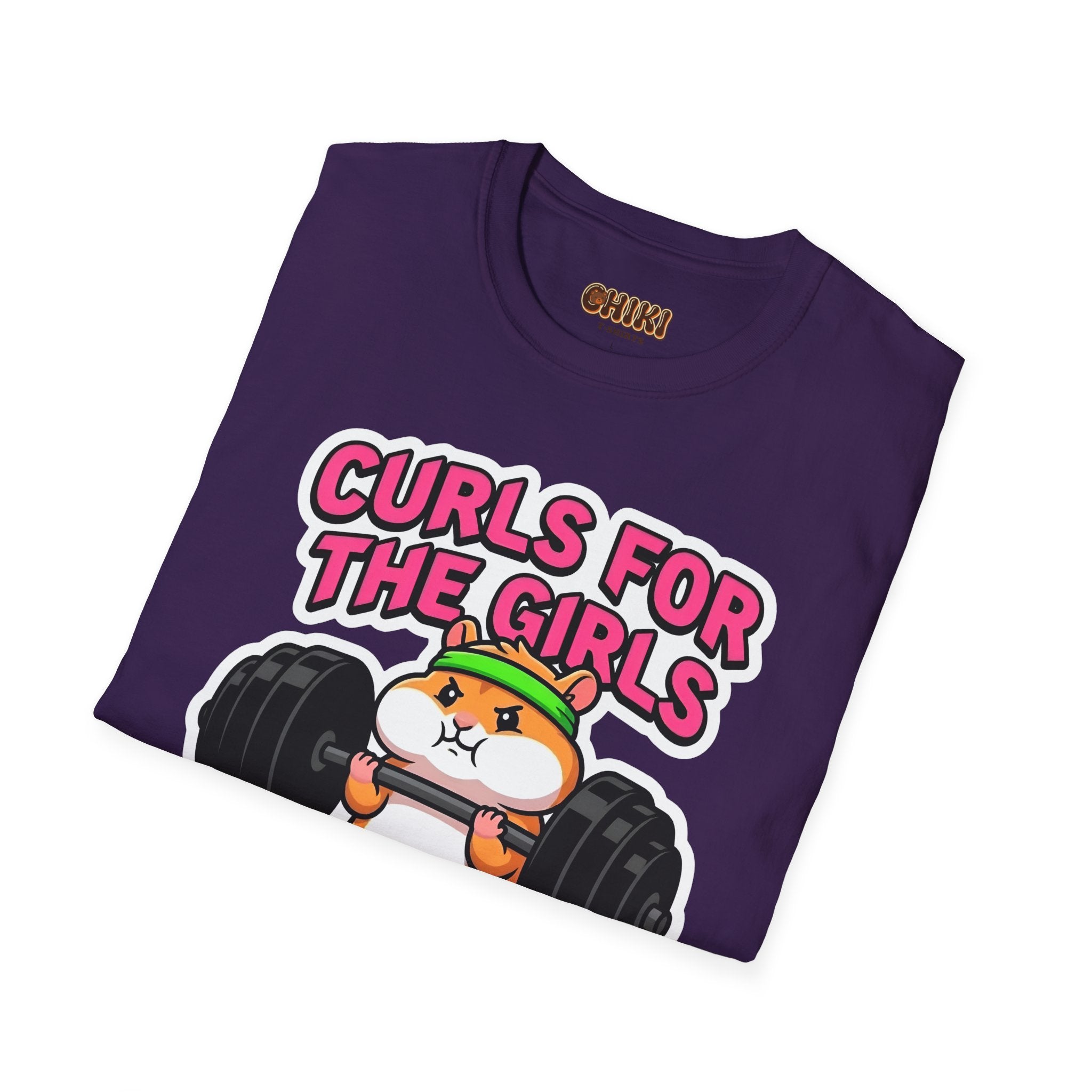 T-Shirt — "Curls for the Girls" Cute Hamster Weightlifting Graphic