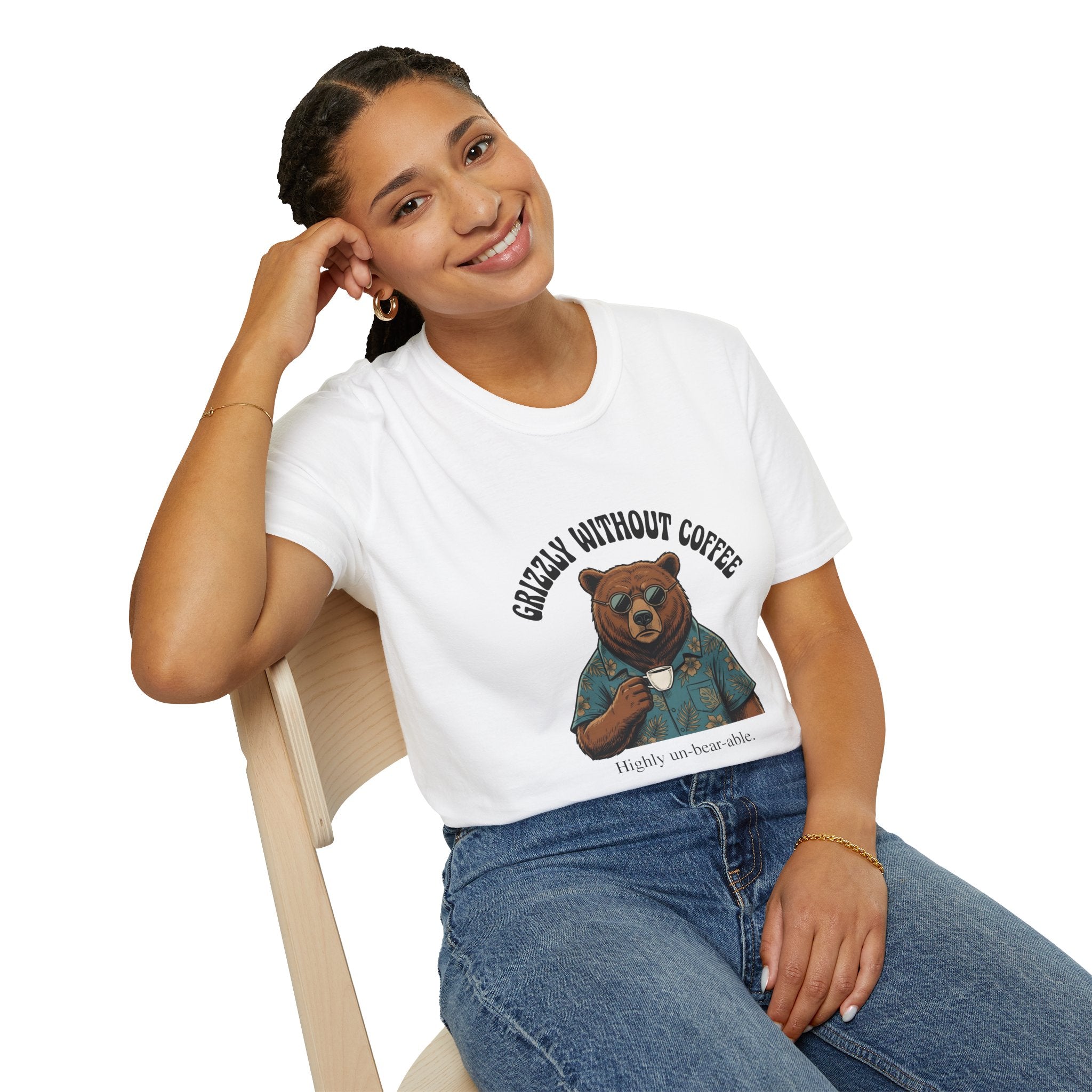 T-Shirt — "Grizzly Without Coffee" Bear Graphic Tee