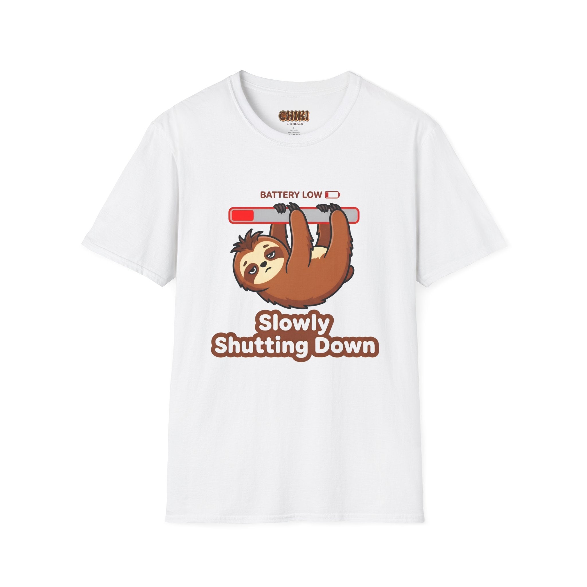 Slowly Shutting Down Sloth T-Shirt — Battery Low Cute Graphic Tee