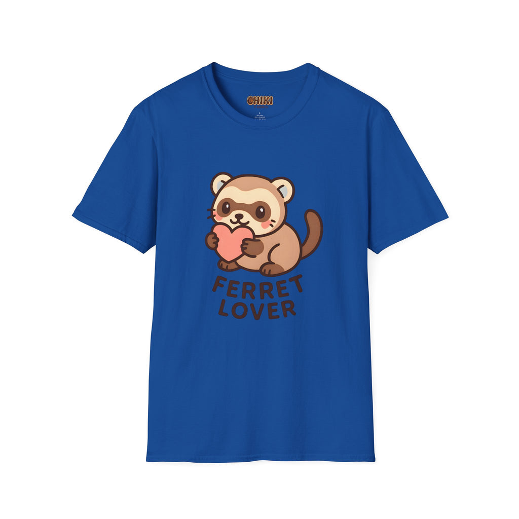 Ferret Lover T‑Shirt — Cute Cartoon Ferret Holding Heart Tee