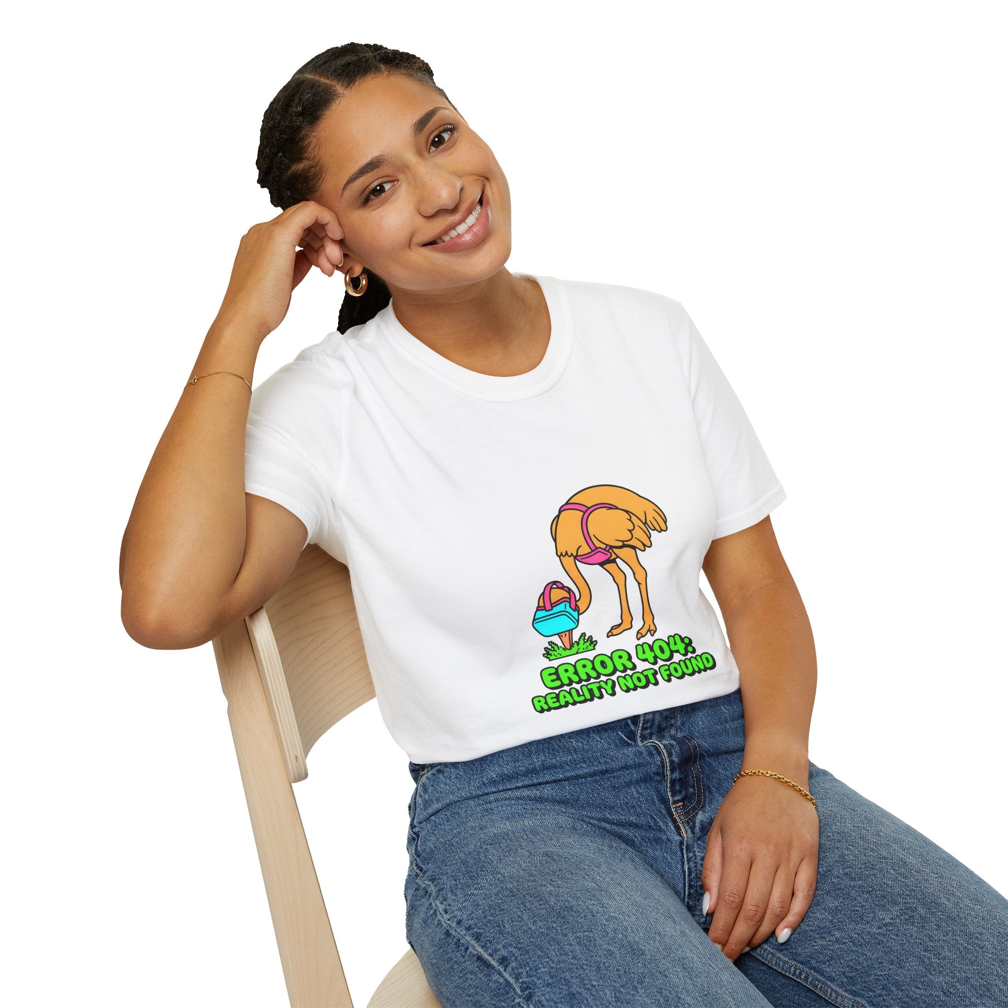 T-Shirt — Funny ‘Error 404 Reality Not Found’ Ostrich Graphic Tee
