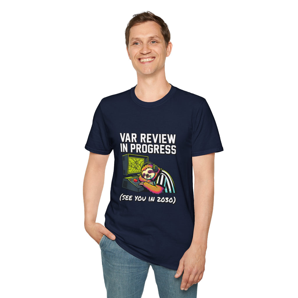 T‑Shirt — "VAR REVIEW IN PROGRESS" Funny soccer Shirt (See You in 2030)
