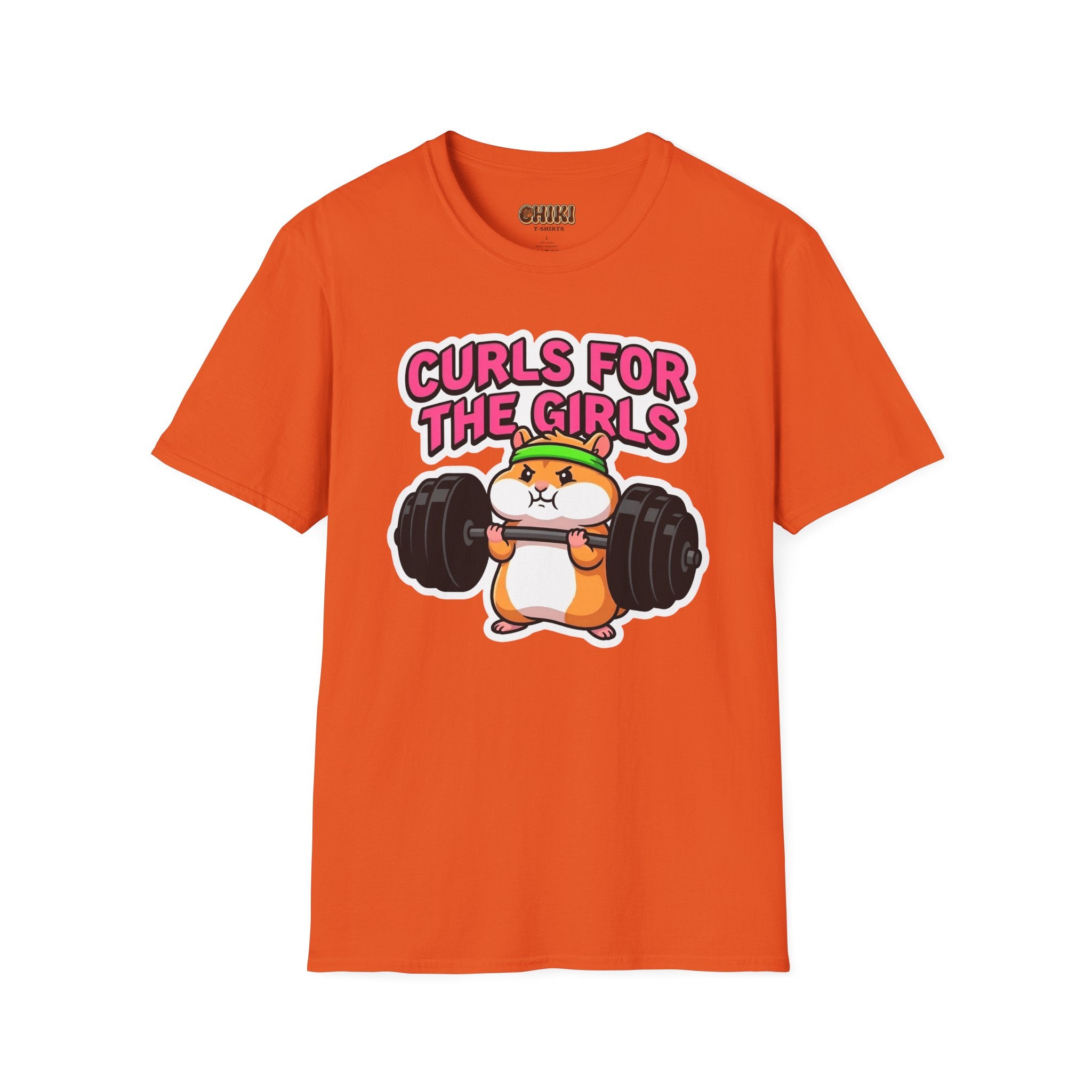 T-Shirt — "Curls for the Girls" Cute Hamster Weightlifting Graphic
