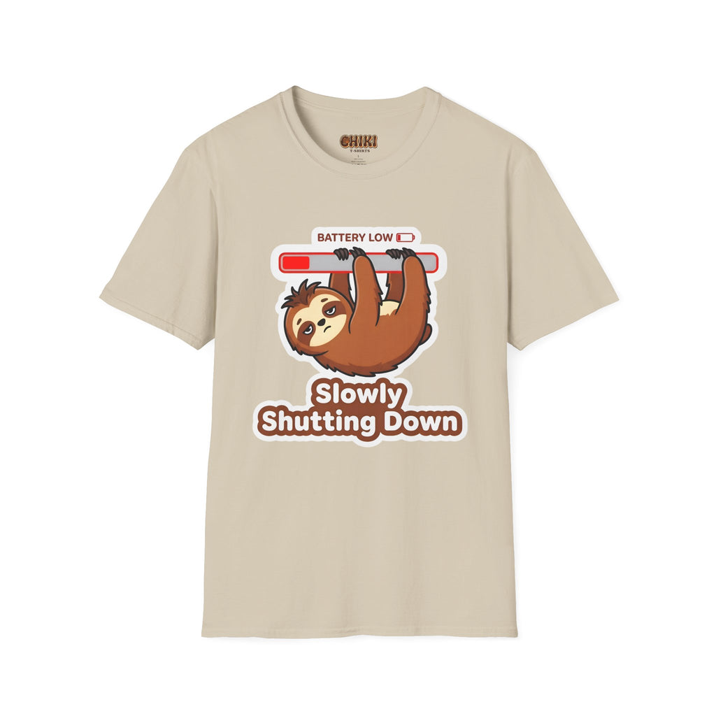 Slowly Shutting Down Sloth T-Shirt — Battery Low Cute Graphic Tee