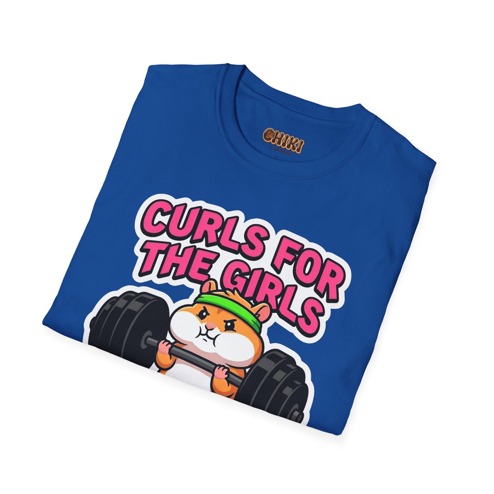 T-Shirt — "Curls for the Girls" Cute Hamster Weightlifting Graphic