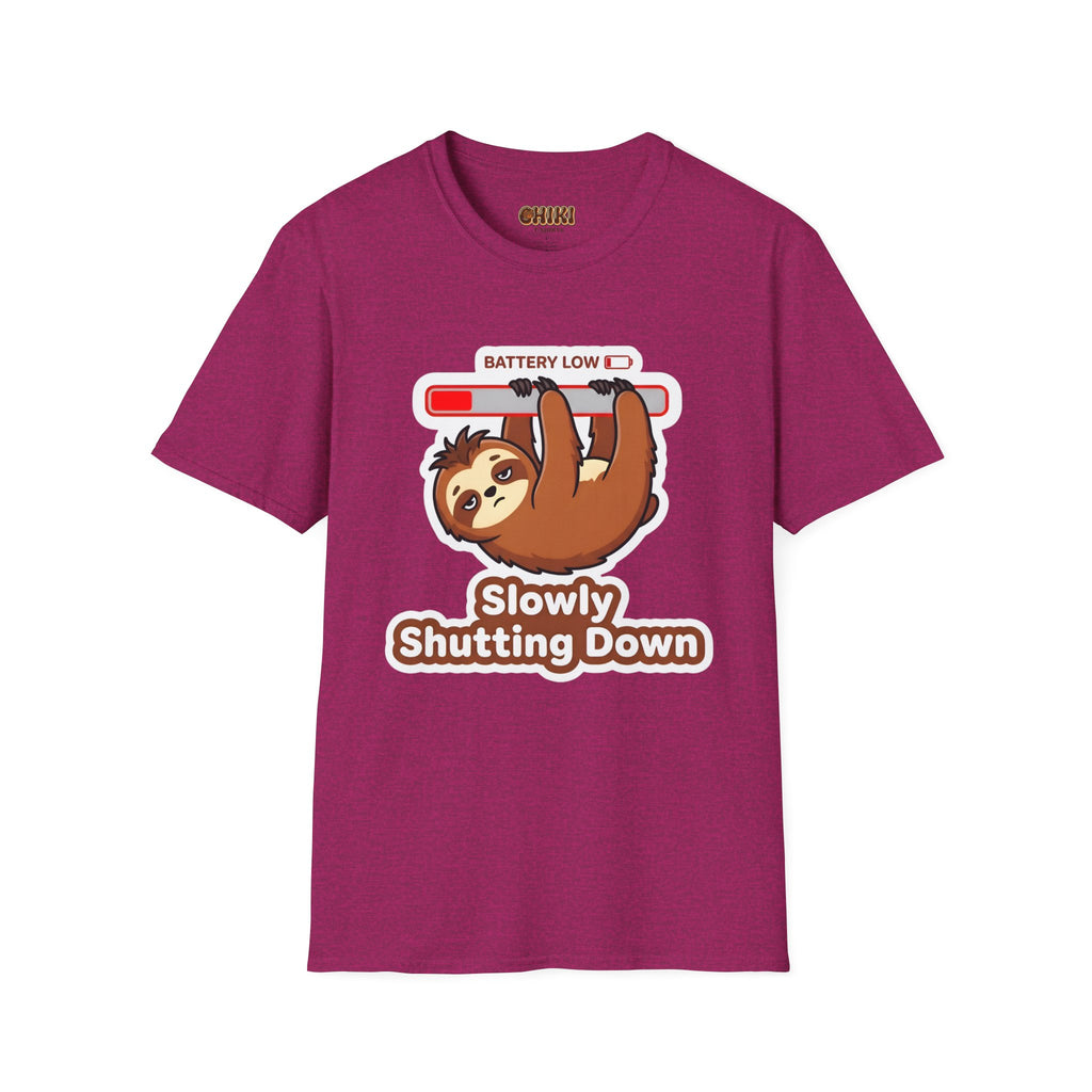 Slowly Shutting Down Sloth T-Shirt — Battery Low Cute Graphic Tee