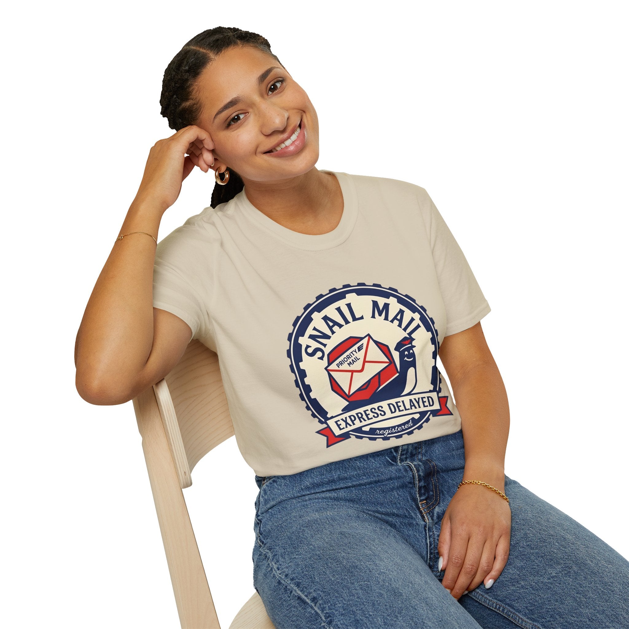 Snail Mail T-Shirt — "Express Delayed" Retro Postal Graphic Tee
