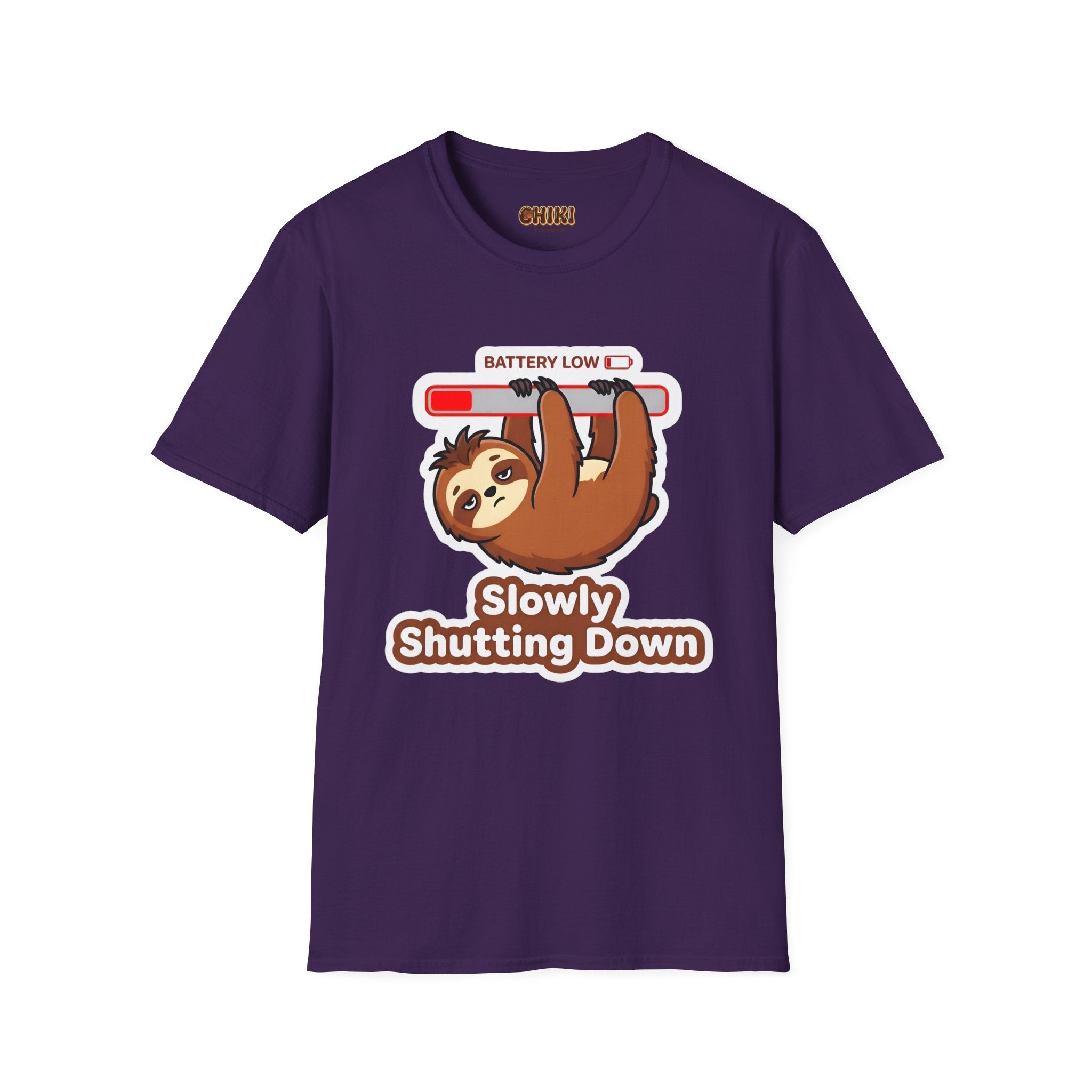 Slowly Shutting Down Sloth T-Shirt — Battery Low Cute Graphic Tee
