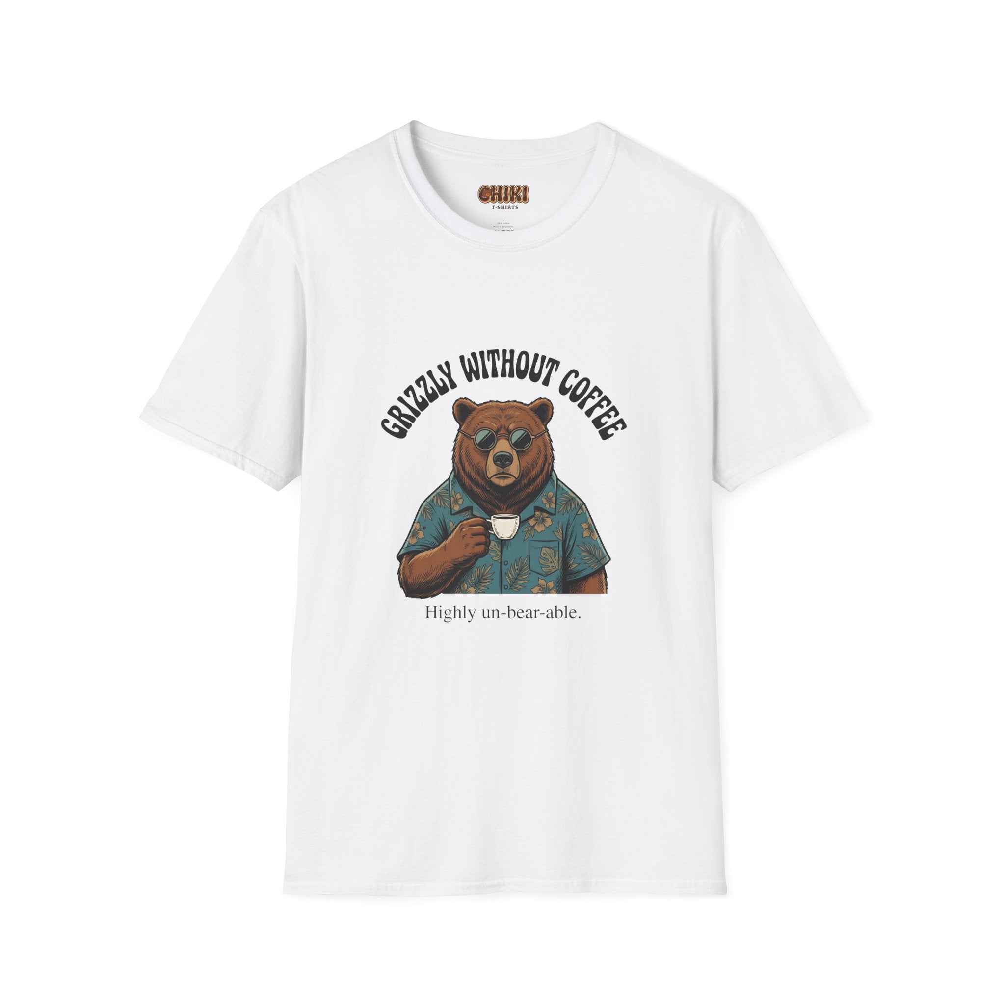 T-Shirt — "Grizzly Without Coffee" Bear Graphic Tee