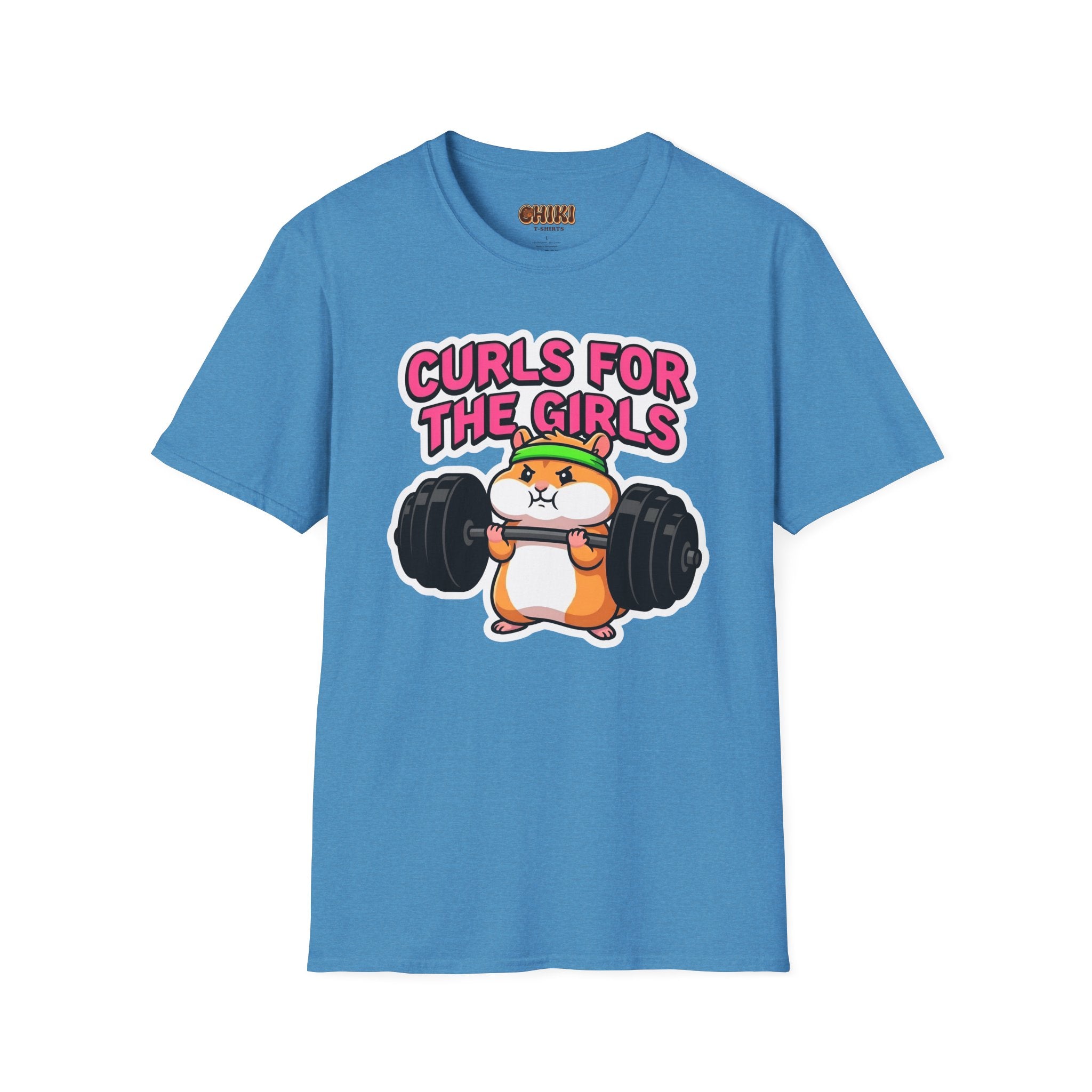 T-Shirt — "Curls for the Girls" Cute Hamster Weightlifting Graphic