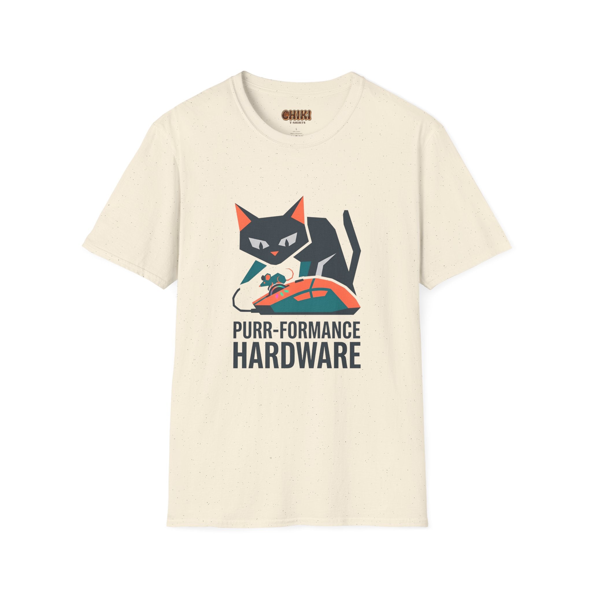 Purr-formance Hardware T-Shirt — Gamer Cat Computer Mouse Tee